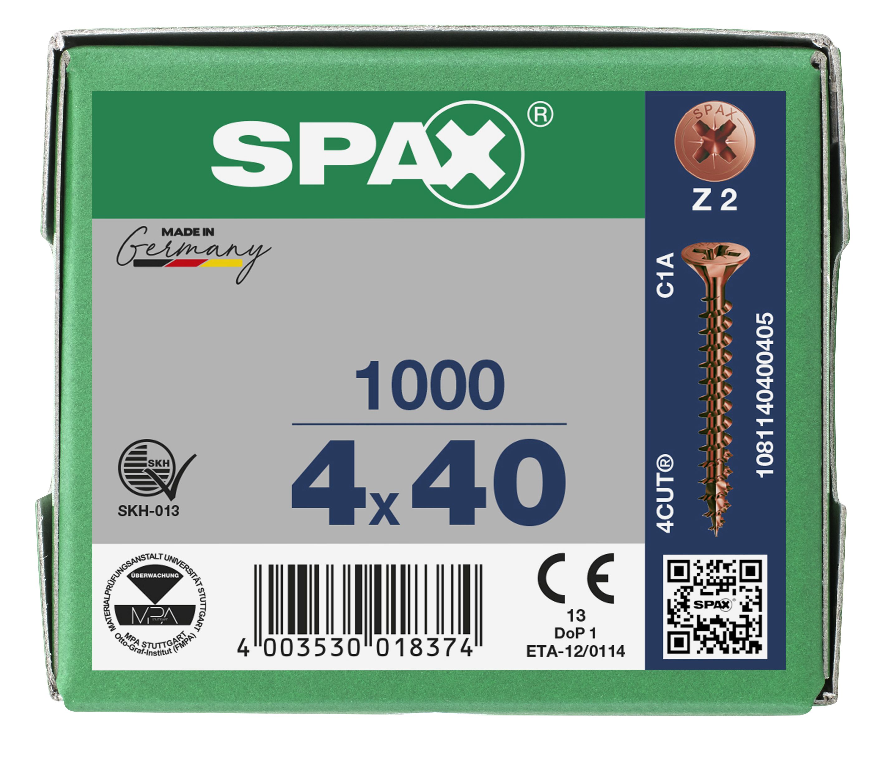 CABEZA MÚLTIPLE PLANA SPAX RANURA EN CRUZ Z2 ROSCA COMPLETA BRONCE 1000 UD.