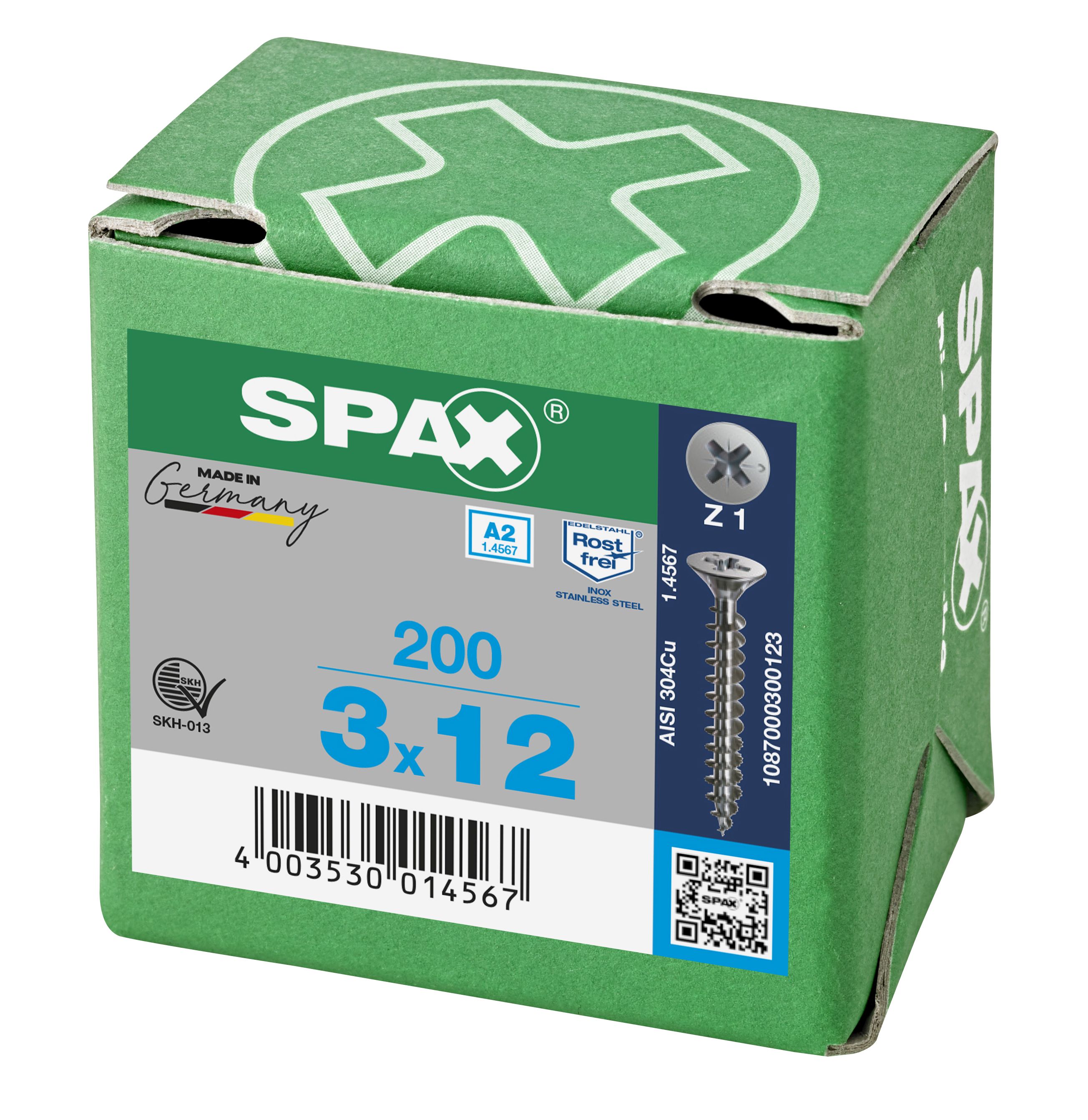 CABEZA PLANA SPAX-S A2 NERVIOS DE FRENADO RANURA EN CRUZ Z1 ROSCA COMPLETA 200 UD.