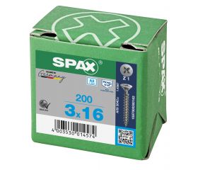 CABEZA PLANA SPAX-S A2 NERVIOS DE FRENADO RANURA EN CRUZ Z1 ROSCA COMPLETA 200 UD.