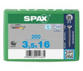 CABEZA MÚLTIPLE PLANA SPAX A2 RANURA EN CRUZ Z2 ROSCA COMPLETA 200 UD.