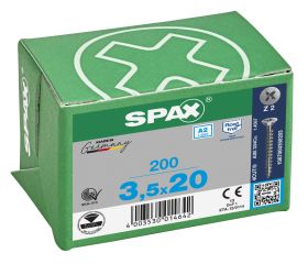 CABEZA MÚLTIPLE PLANA SPAX A2 RANURA EN CRUZ Z2 ROSCA COMPLETA 200 UD.