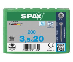 CABEZA MÚLTIPLE PLANA SPAX A2 RANURA EN CRUZ Z2 ROSCA COMPLETA 200 UD.