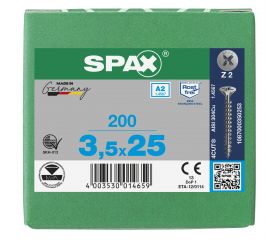 CABEZA MÚLTIPLE PLANA SPAX A2 RANURA EN CRUZ Z2 ROSCA COMPLETA 200 UD.