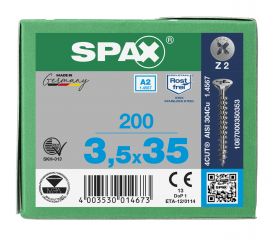 CABEZA MÚLTIPLE PLANA SPAX A2 RANURA EN CRUZ Z2 ROSCA COMPLETA 200 UD.