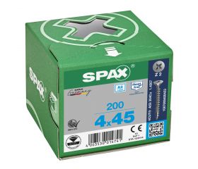 CABEZA MÚLTIPLE PLANA SPAX A2 RANURA EN CRUZ Z2 ROSCA COMPLETA 200 UD.