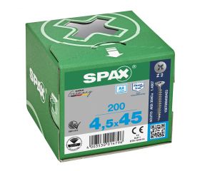 CABEZA MÚLTIPLE PLANA SPAX A2 RANURA EN CRUZ Z2 ROSCA COMPLETA 200 UD.