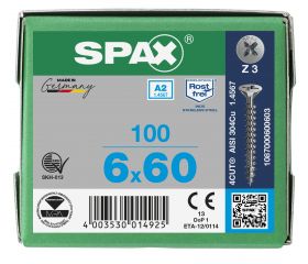 CABEZA MÚLTIPLE PLANA SPAX A2 RANURA EN CRUZ Z3 ROSCA COMPLETA 100 UD.