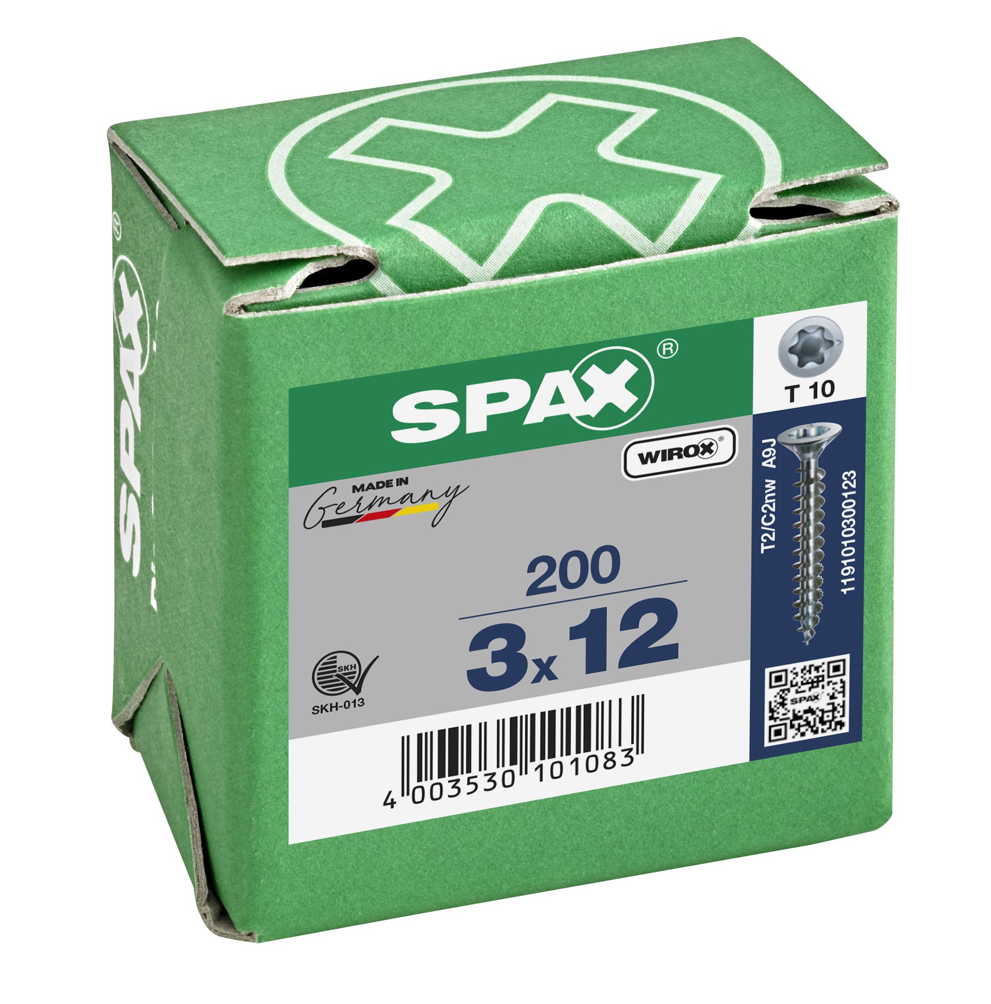 CABEZA PLANA SPAX-S NERVIOS DE FRENADO T-STAR PLUS T10 ROSCA COMPLETA WIROX 200 UD.