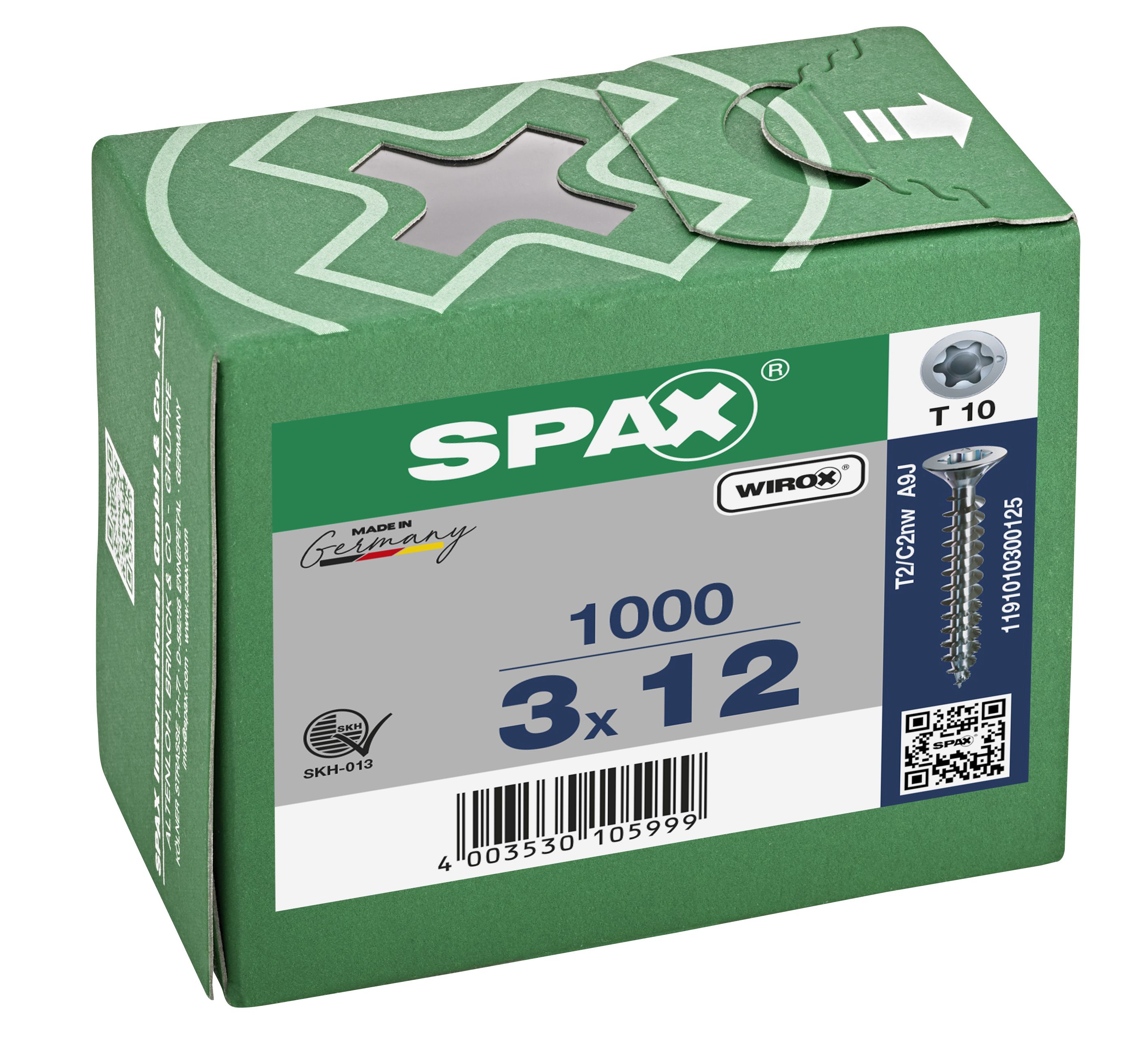 CABEZA PLANA SPAX-S NERVIOS DE FRENADO T-STAR PLUS T10 ROSCA COMPLETA WIROX 1000 UD.