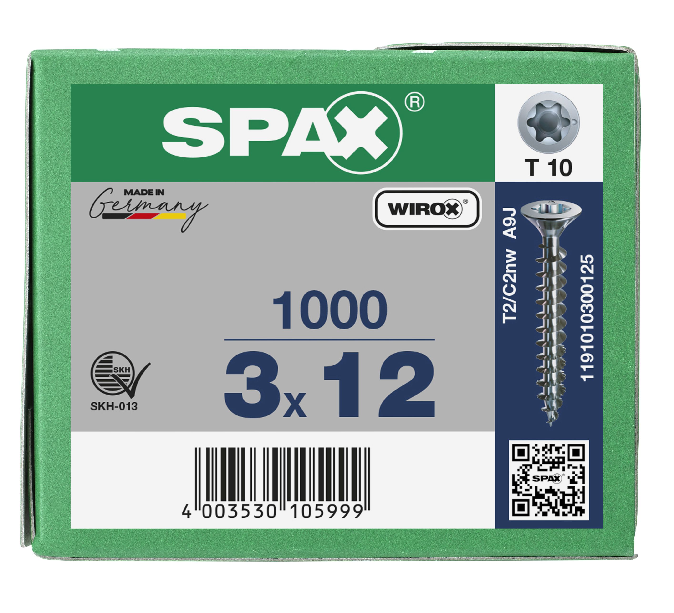 CABEZA PLANA SPAX-S NERVIOS DE FRENADO T-STAR PLUS T10 ROSCA COMPLETA WIROX 1000 UD.