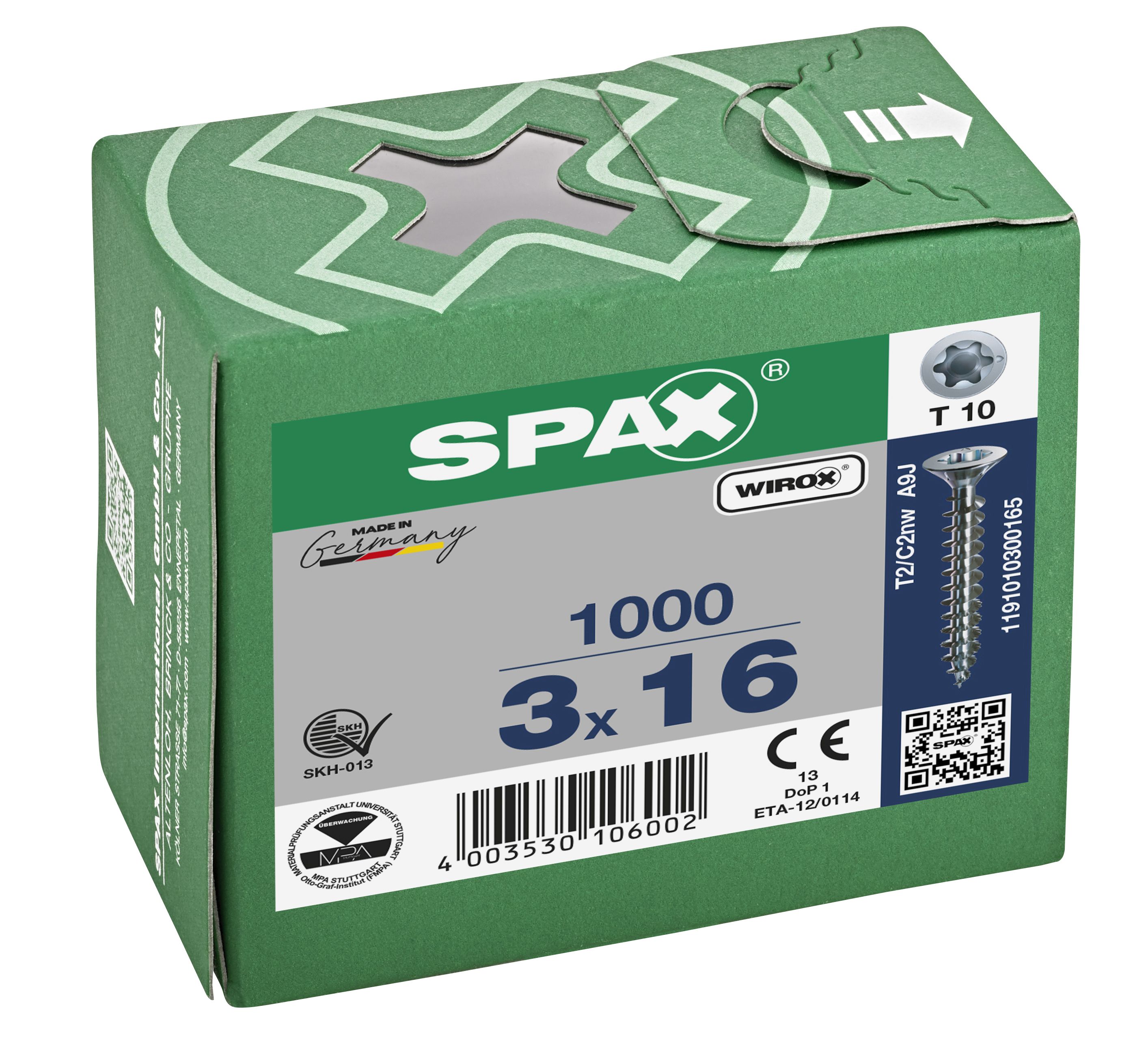 CABEZA PLANA SPAX-S NERVIOS DE FRENADO T-STAR PLUS T10 ROSCA COMPLETA WIROX 1000 UD.