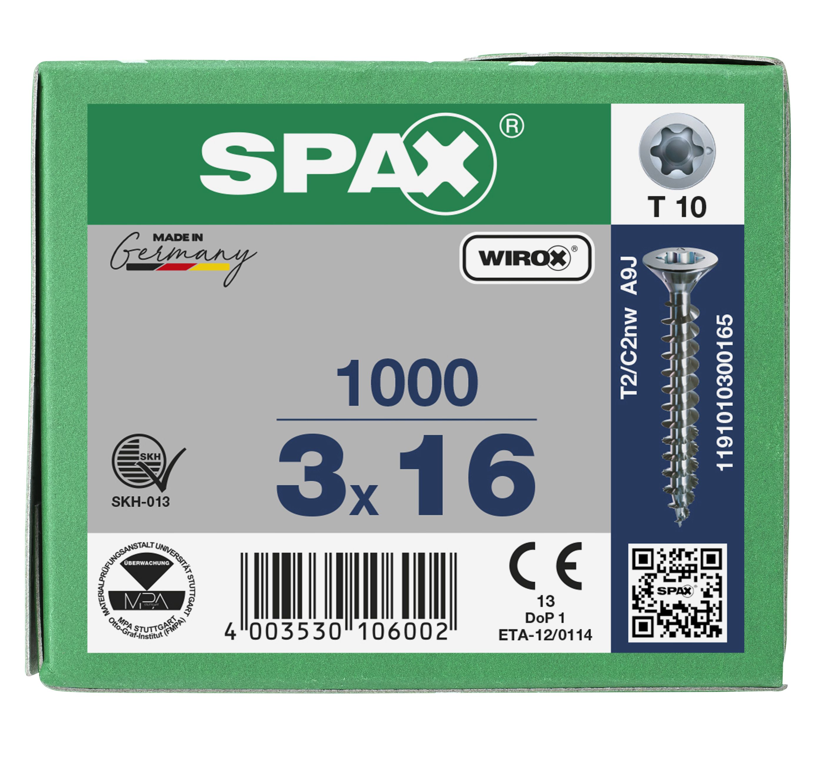CABEZA PLANA SPAX-S NERVIOS DE FRENADO T-STAR PLUS T10 ROSCA COMPLETA WIROX 1000 UD.