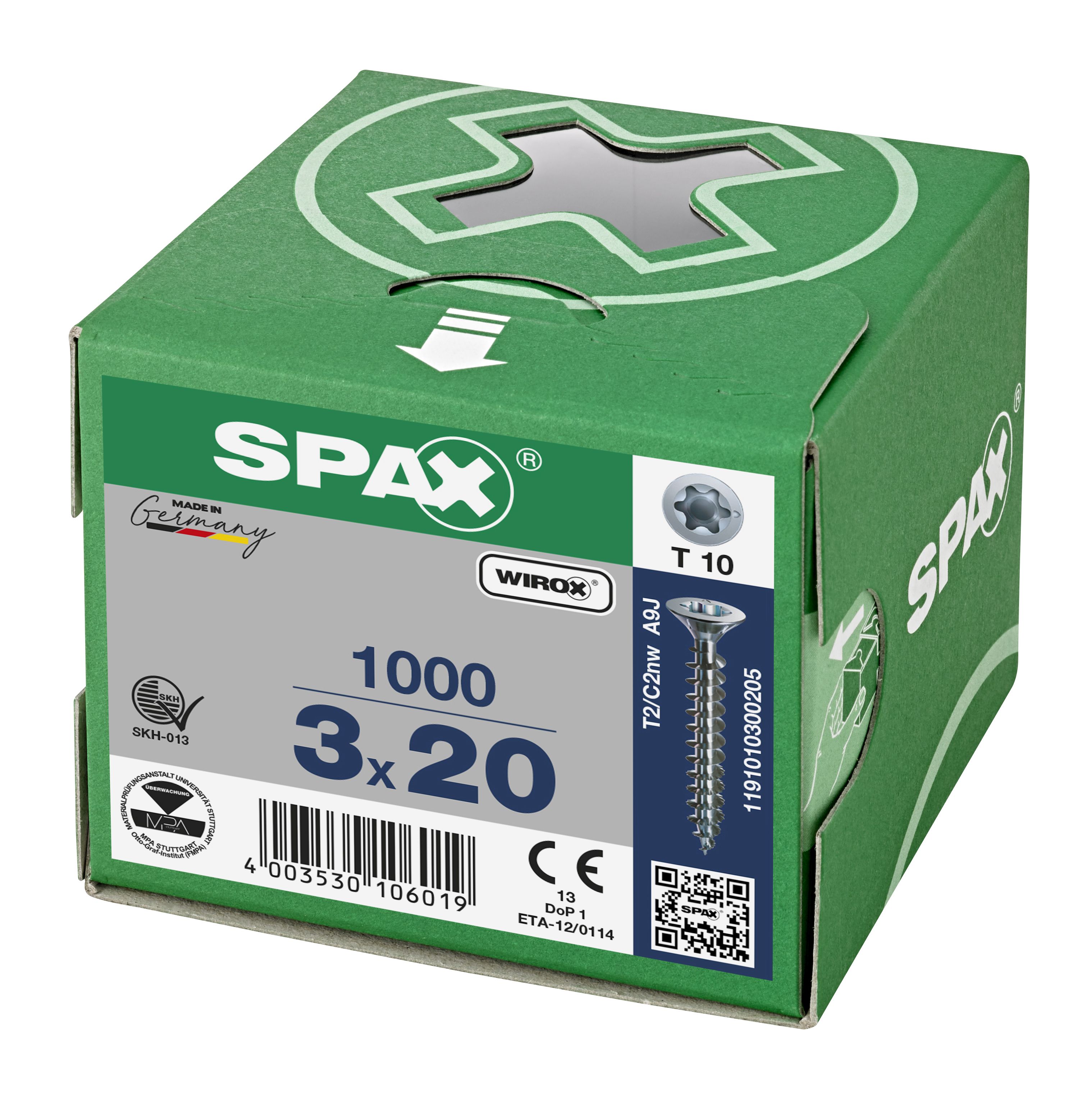 CABEZA PLANA SPAX-S NERVIOS DE FRENADO T-STAR PLUS T10 ROSCA COMPLETA WIROX 1000 UD.