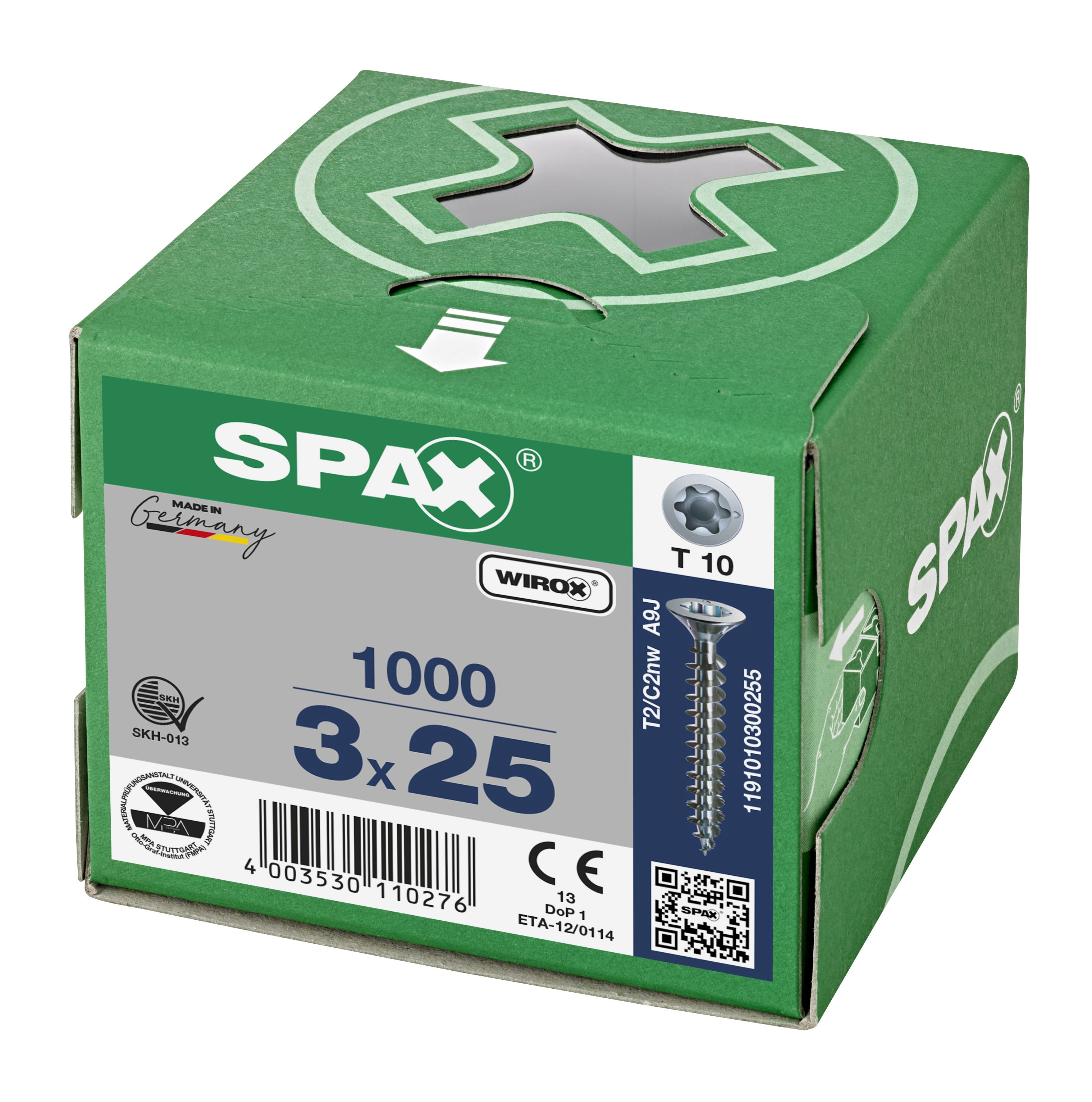 CABEZA PLANA SPAX-S NERVIOS DE FRENADO T-STAR PLUS T10 ROSCA COMPLETA WIROX 1000 UD.