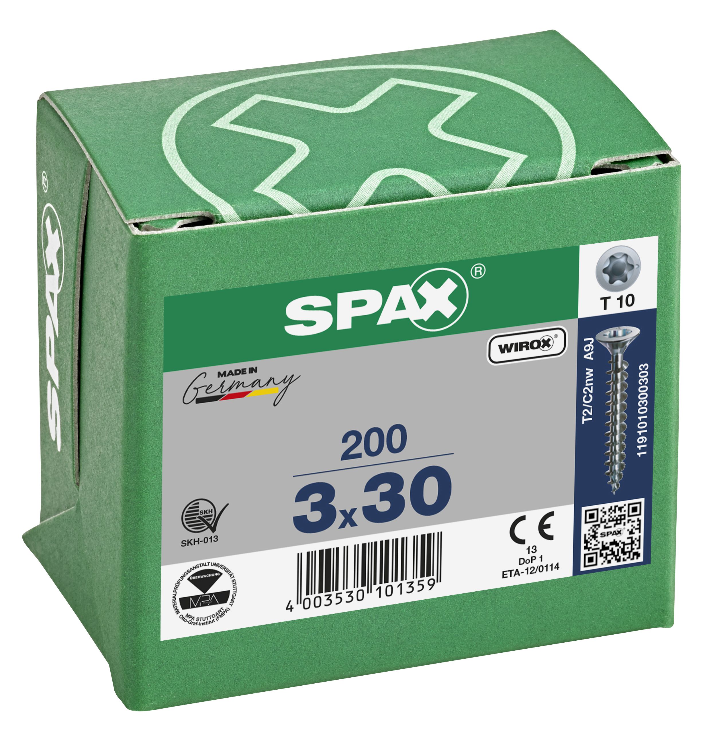 CABEZA PLANA SPAX-S NERVIOS DE FRENADO T-STAR PLUS T10 ROSCA COMPLETA WIROX 200 UD.