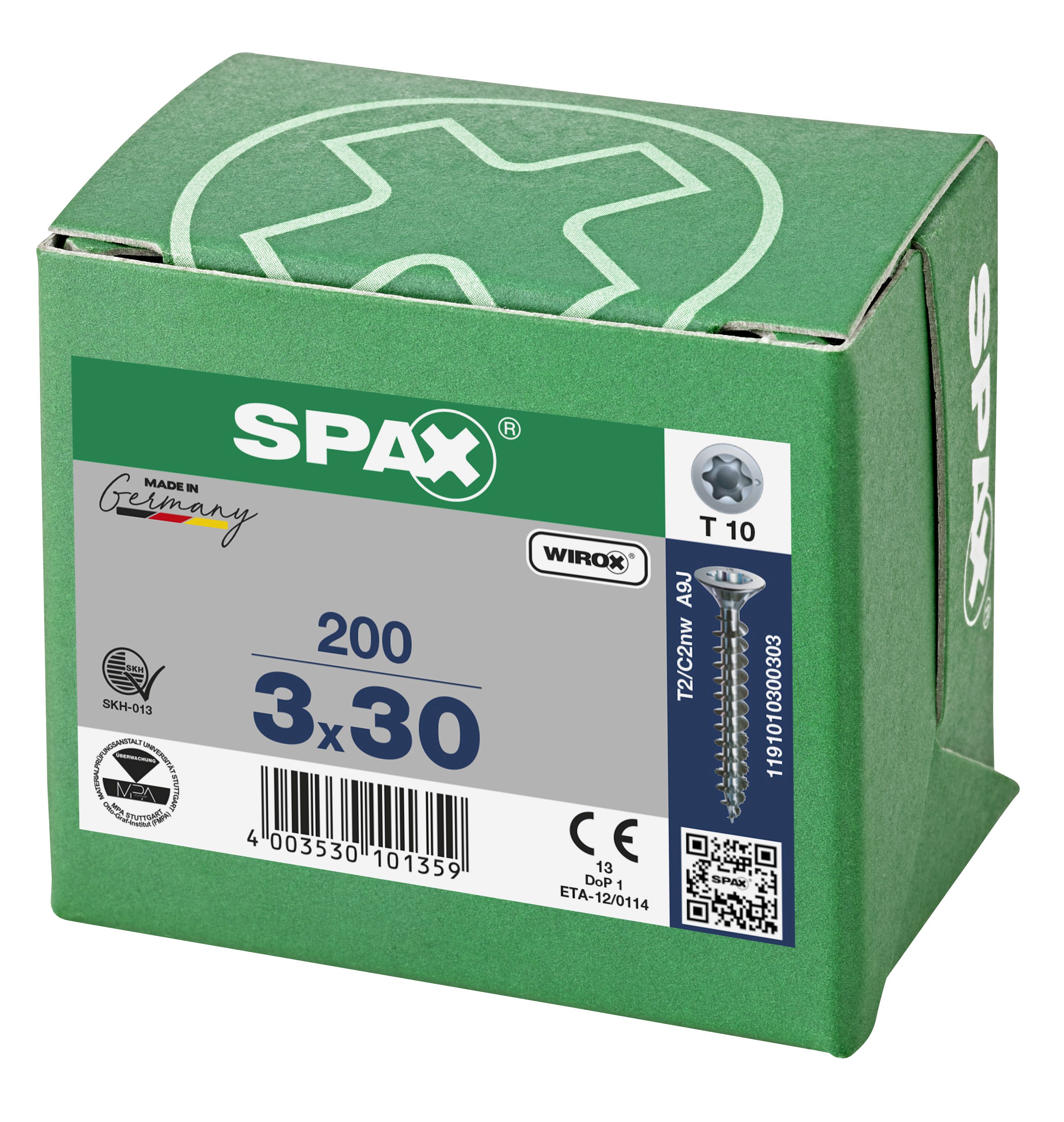 CABEZA PLANA SPAX-S NERVIOS DE FRENADO T-STAR PLUS T10 ROSCA COMPLETA WIROX 200 UD.