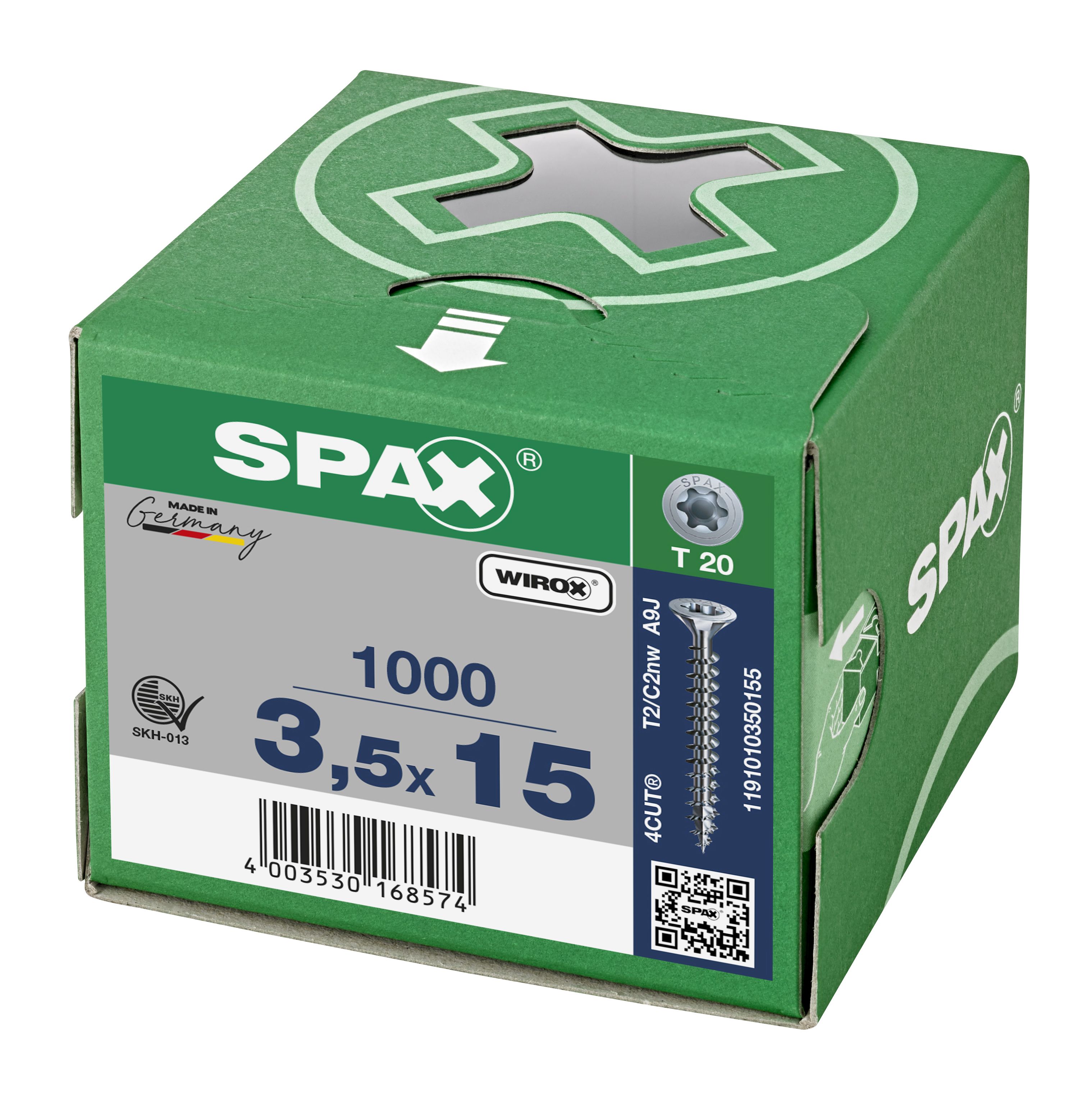 CABEZA MÚLTIPLE PLANA SPAX T-STAR PLUS T20 ROSCA COMPLETA WIROX 1000 UD.