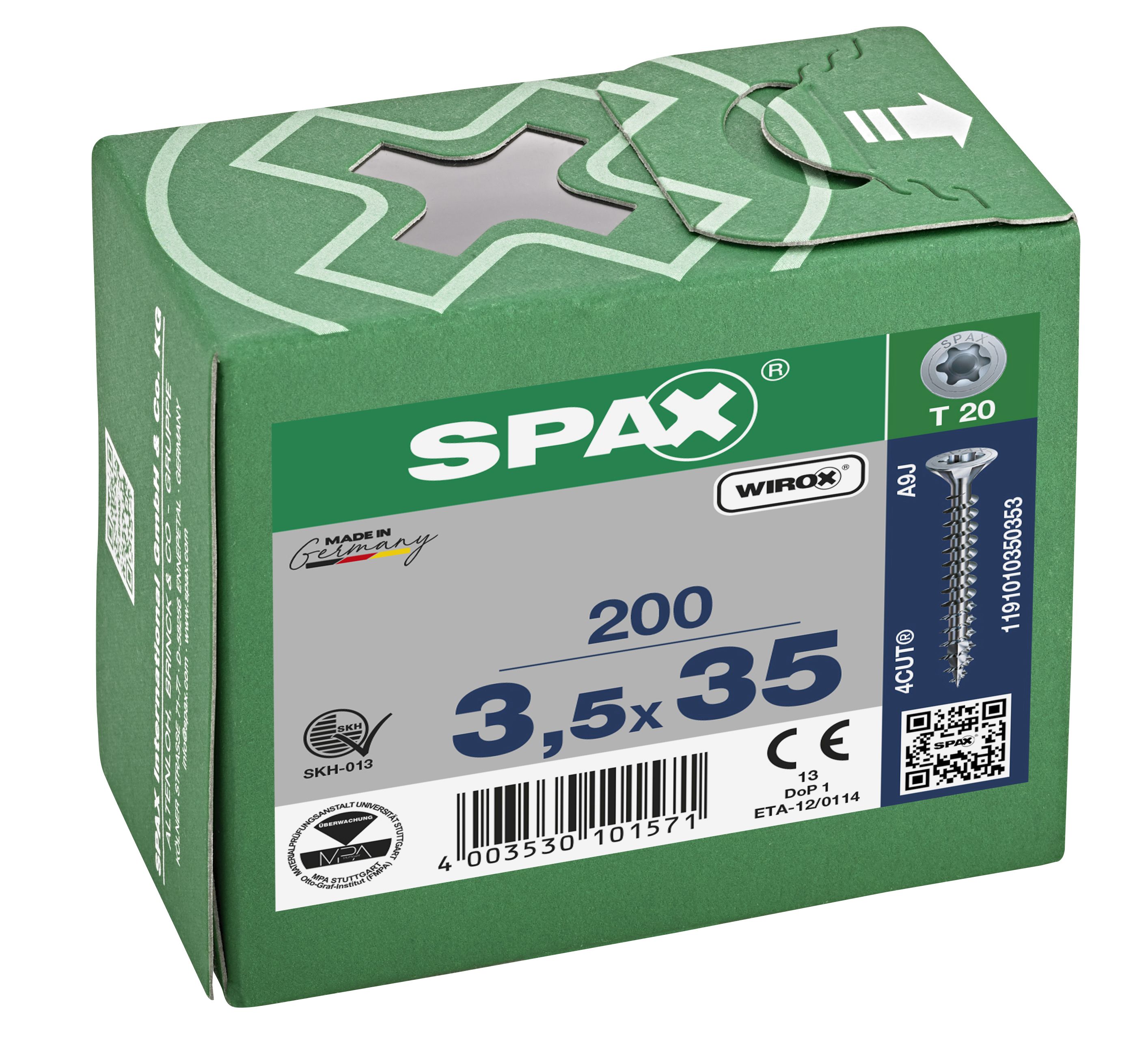 CABEZA MÚLTIPLE PLANA SPAX T-STAR PLUS T20 ROSCA COMPLETA WIROX 200 UD.