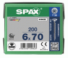 CABEZA MÚLTIPLE PLANA SPAX T-STAR PLUS T30 ROSCA COMPLETA WIROX 200 UD.