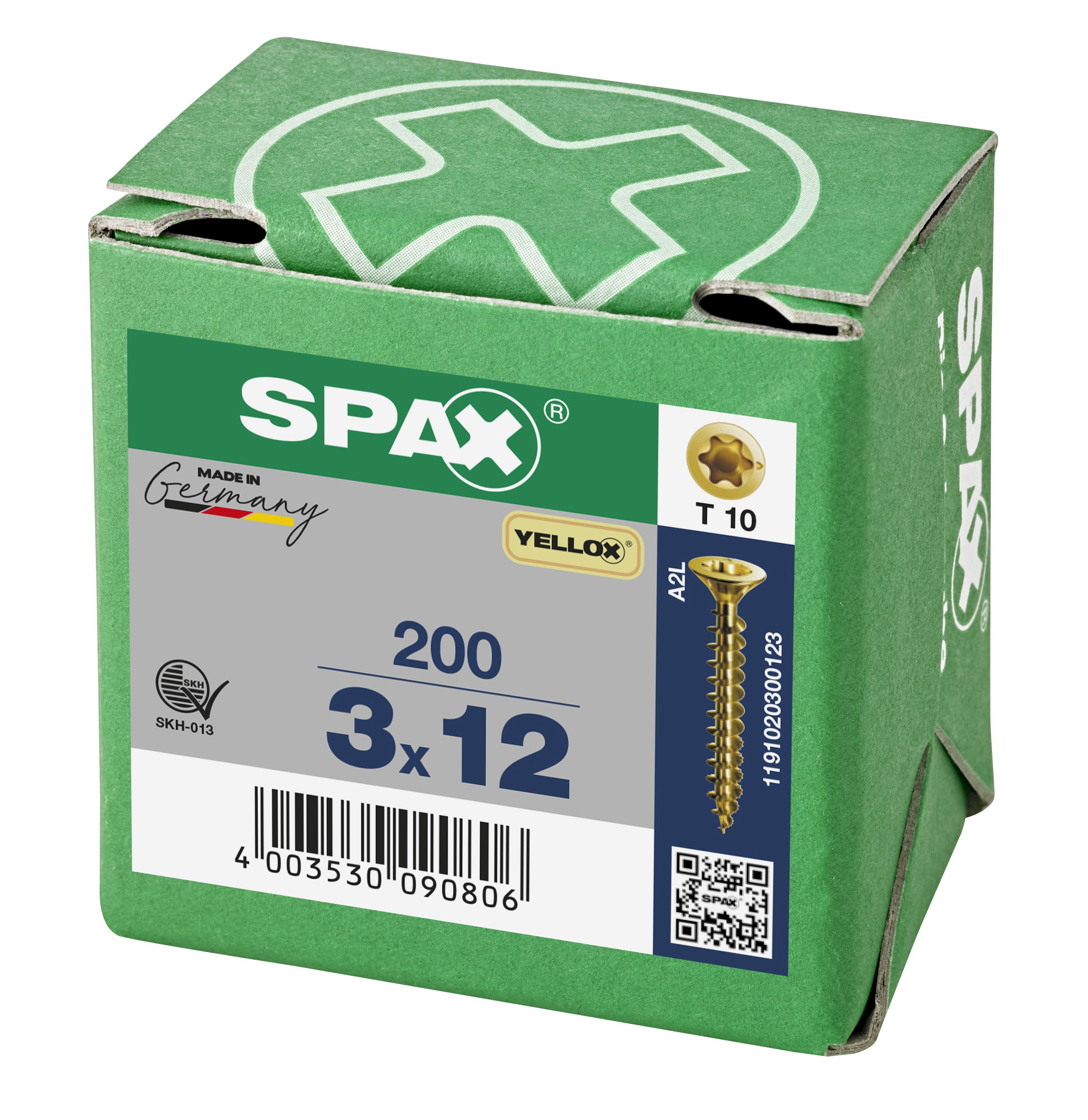 CABEZA PLANA SPAX-S NERVIOS DE FRENADO T-STAR PLUS T10 ROSCA COMPLETA YELLOX 200 UD.