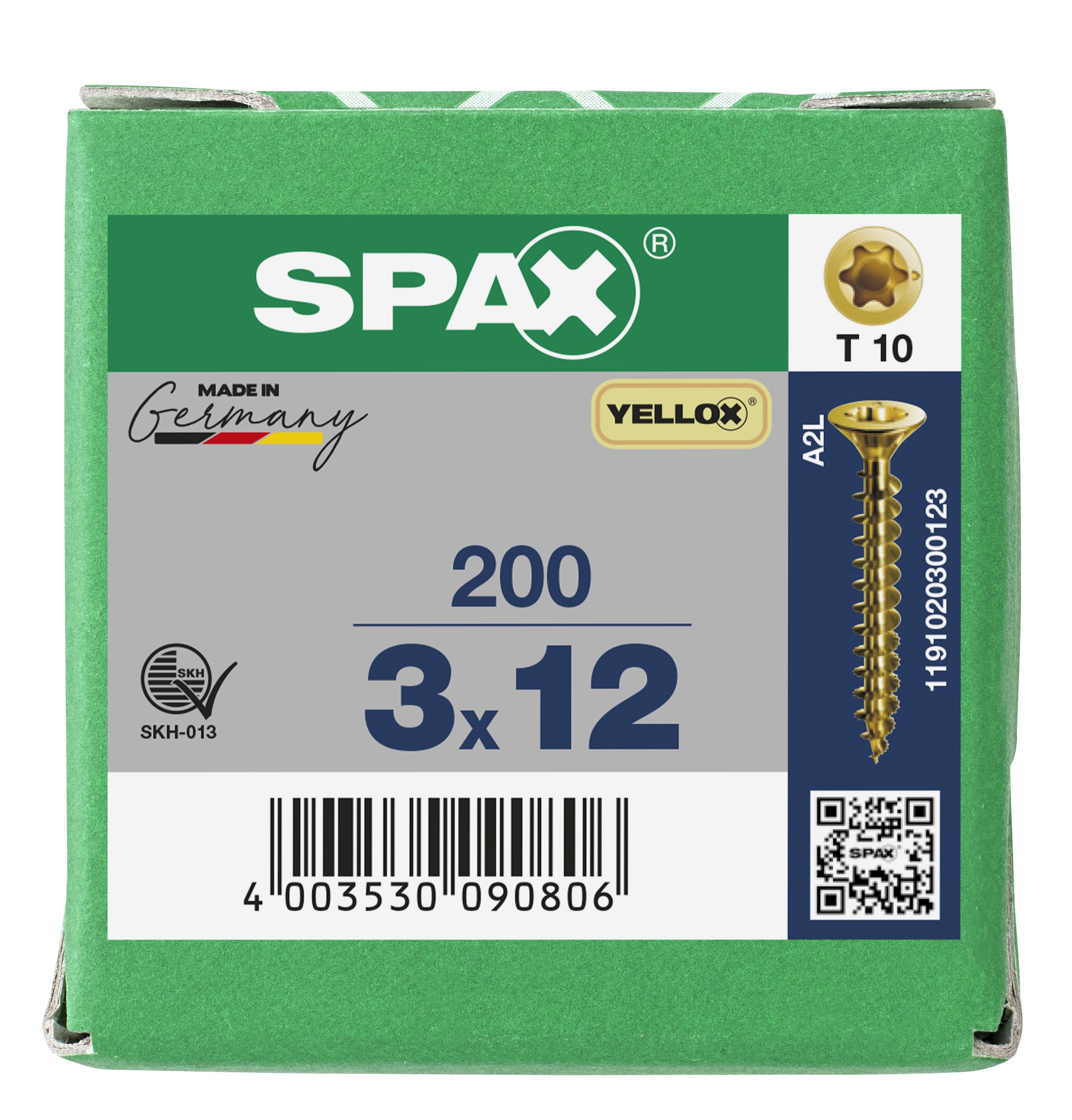CABEZA PLANA SPAX-S NERVIOS DE FRENADO T-STAR PLUS T10 ROSCA COMPLETA YELLOX 200 UD.