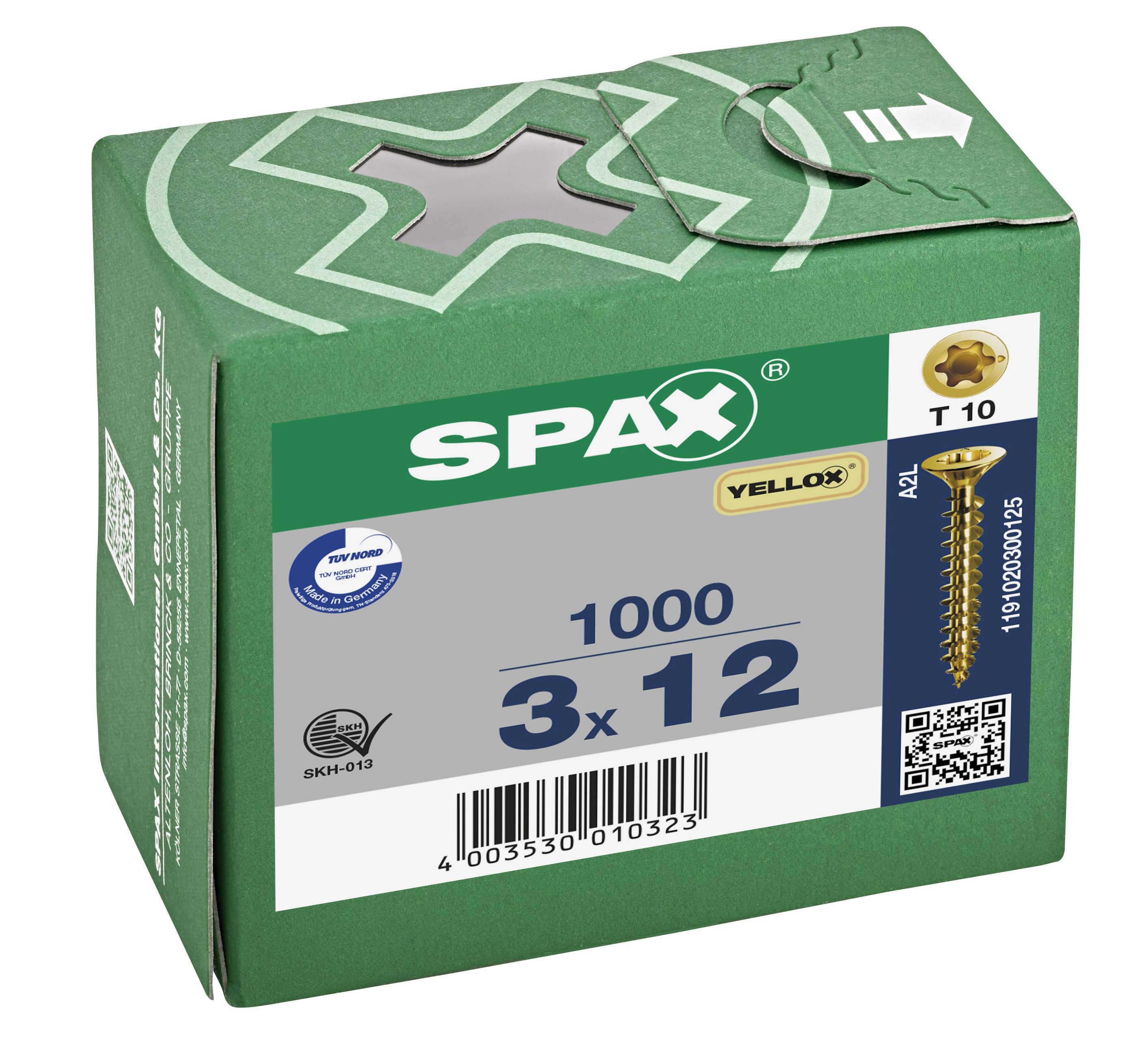 CABEZA PLANA SPAX-S NERVIOS DE FRENADO T-STAR PLUS T10 ROSCA COMPLETA YELLOX 1000 UD.