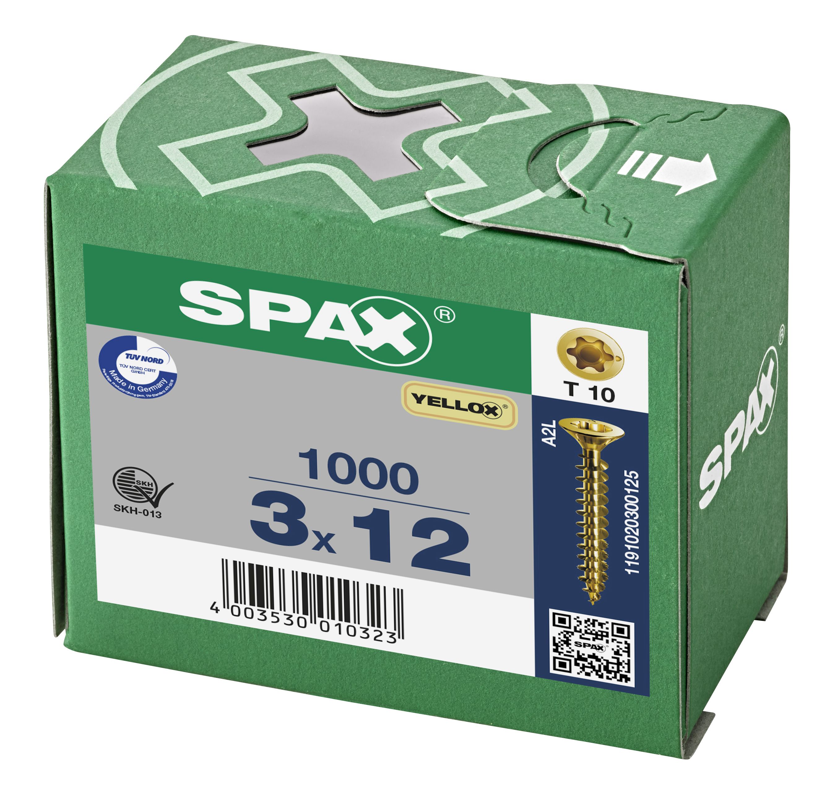 CABEZA PLANA SPAX-S NERVIOS DE FRENADO T-STAR PLUS T10 ROSCA COMPLETA YELLOX 1000 UD.