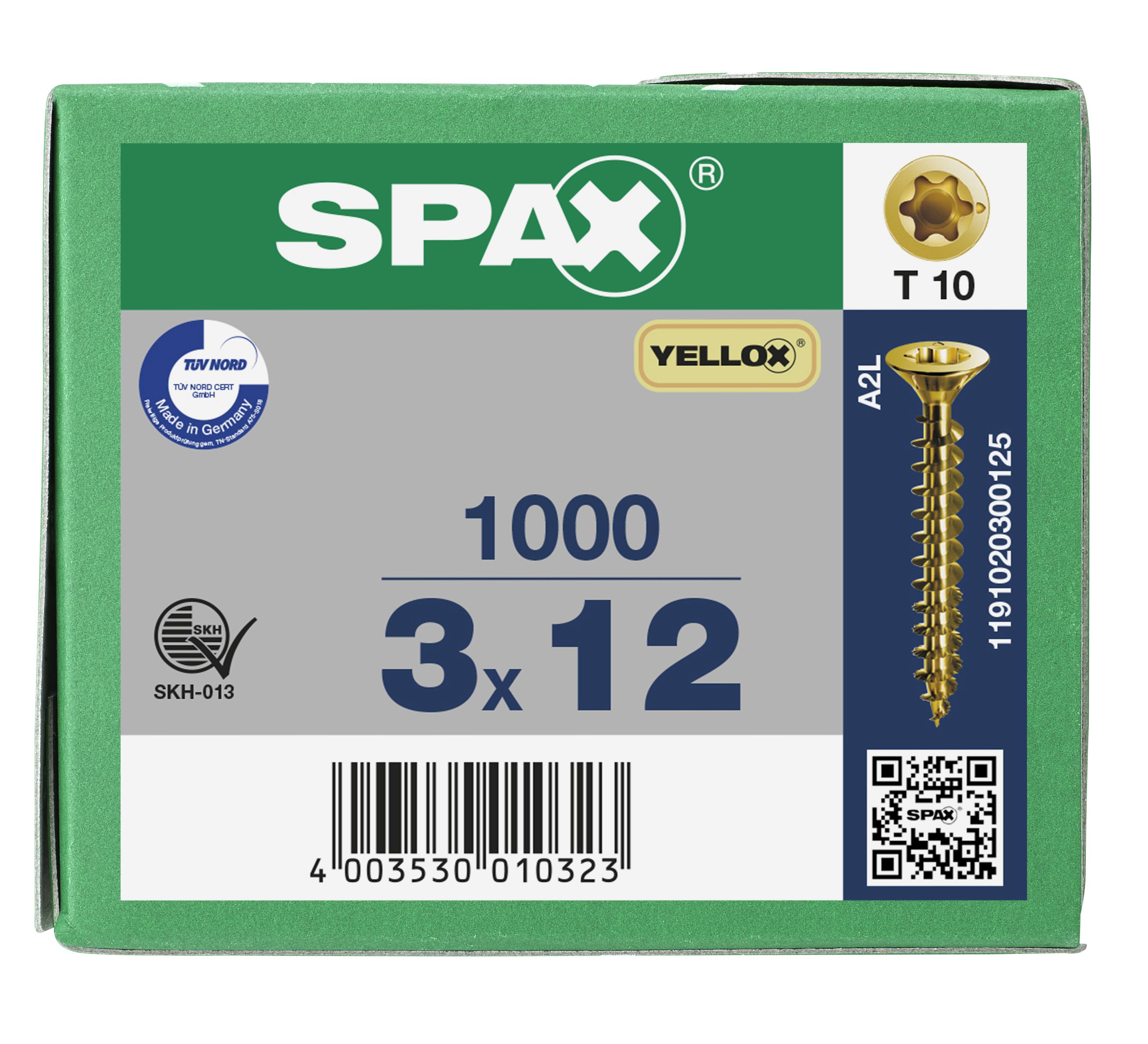 CABEZA PLANA SPAX-S NERVIOS DE FRENADO T-STAR PLUS T10 ROSCA COMPLETA YELLOX 1000 UD.