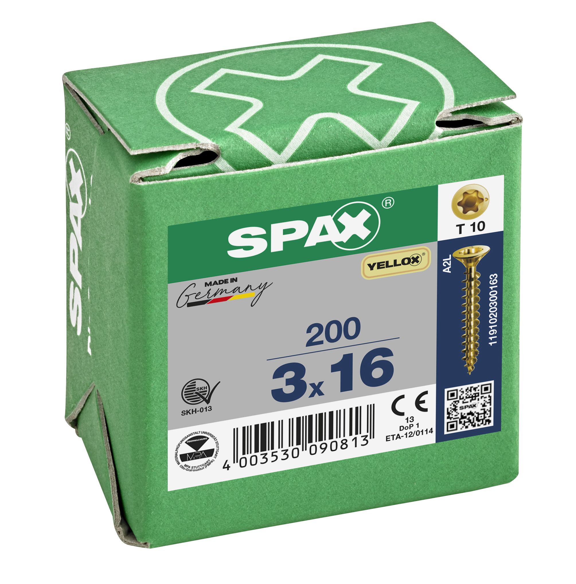 CABEZA PLANA SPAX-S NERVIOS DE FRENADO T-STAR PLUS T10 ROSCA COMPLETA YELLOX 200 UD.