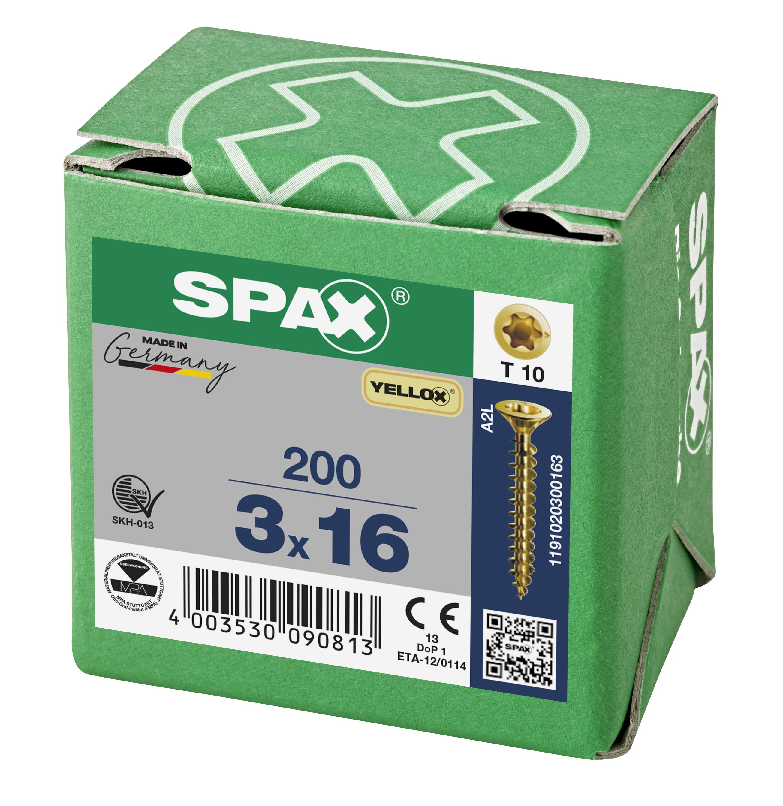 CABEZA PLANA SPAX-S NERVIOS DE FRENADO T-STAR PLUS T10 ROSCA COMPLETA YELLOX 200 UD.