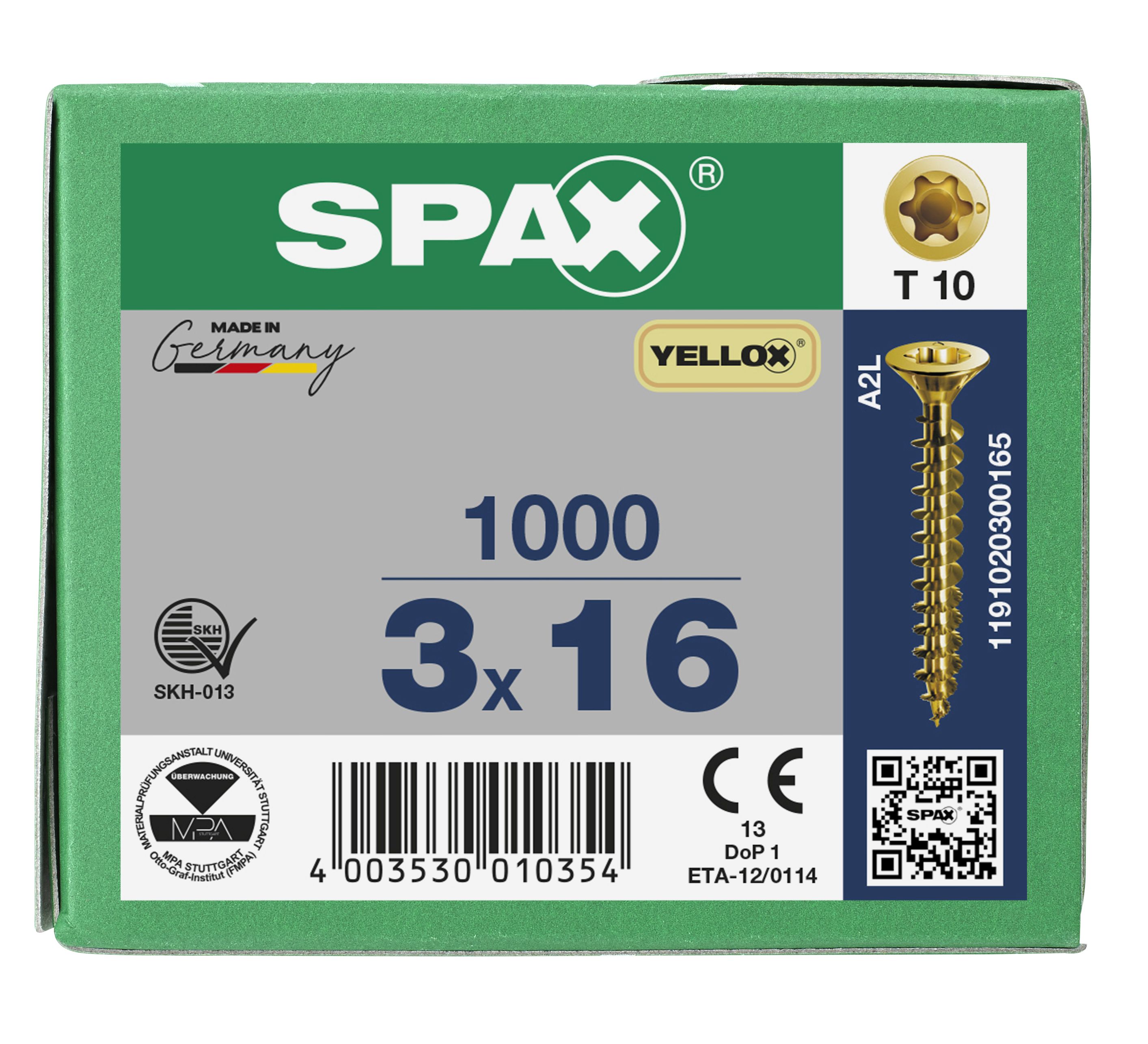 CABEZA PLANA SPAX-S NERVIOS DE FRENADO T-STAR PLUS T10 ROSCA COMPLETA YELLOX 1000 UD.