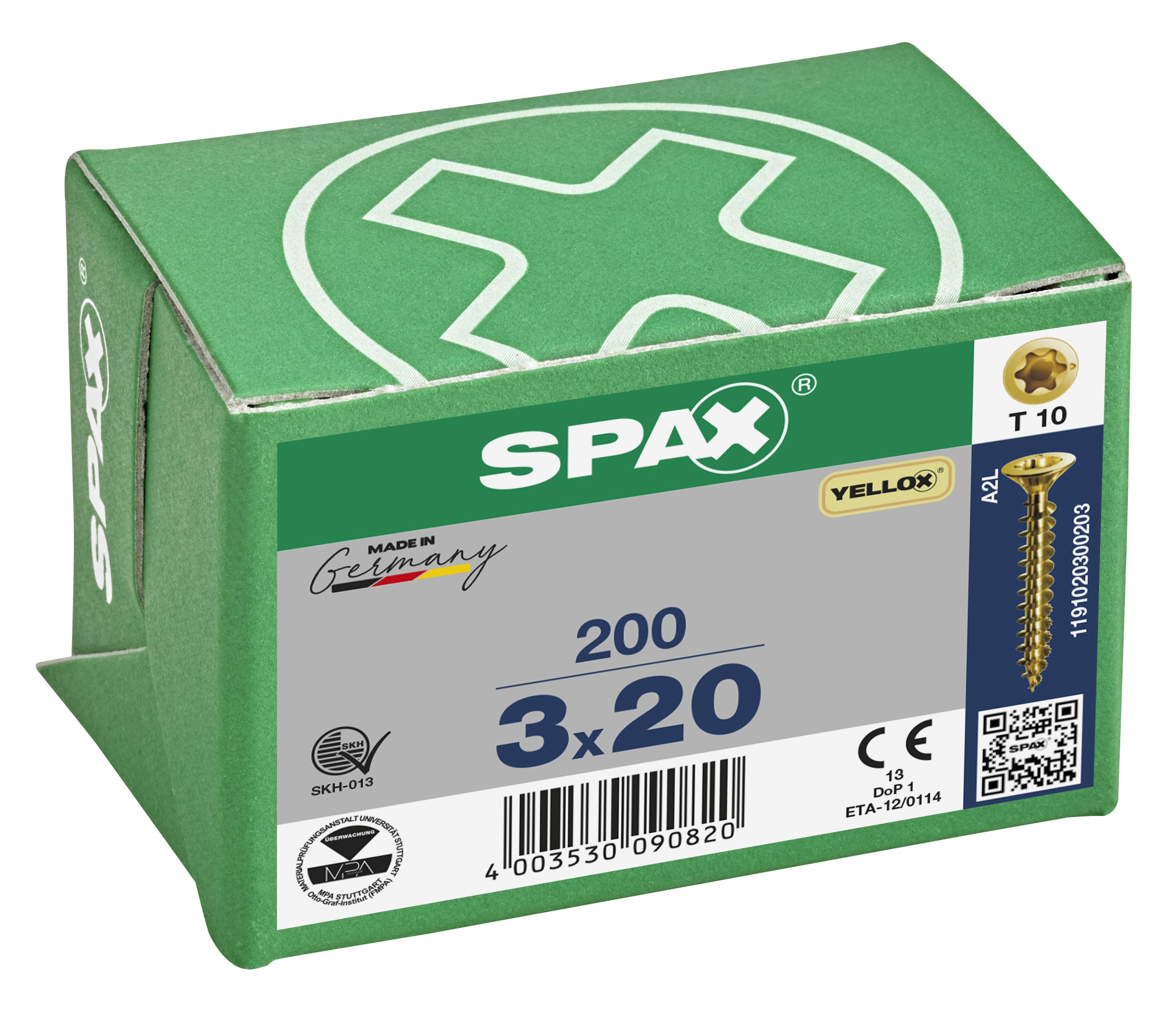 CABEZA PLANA SPAX-S NERVIOS DE FRENADO T-STAR PLUS T10 ROSCA COMPLETA YELLOX 200 UD.