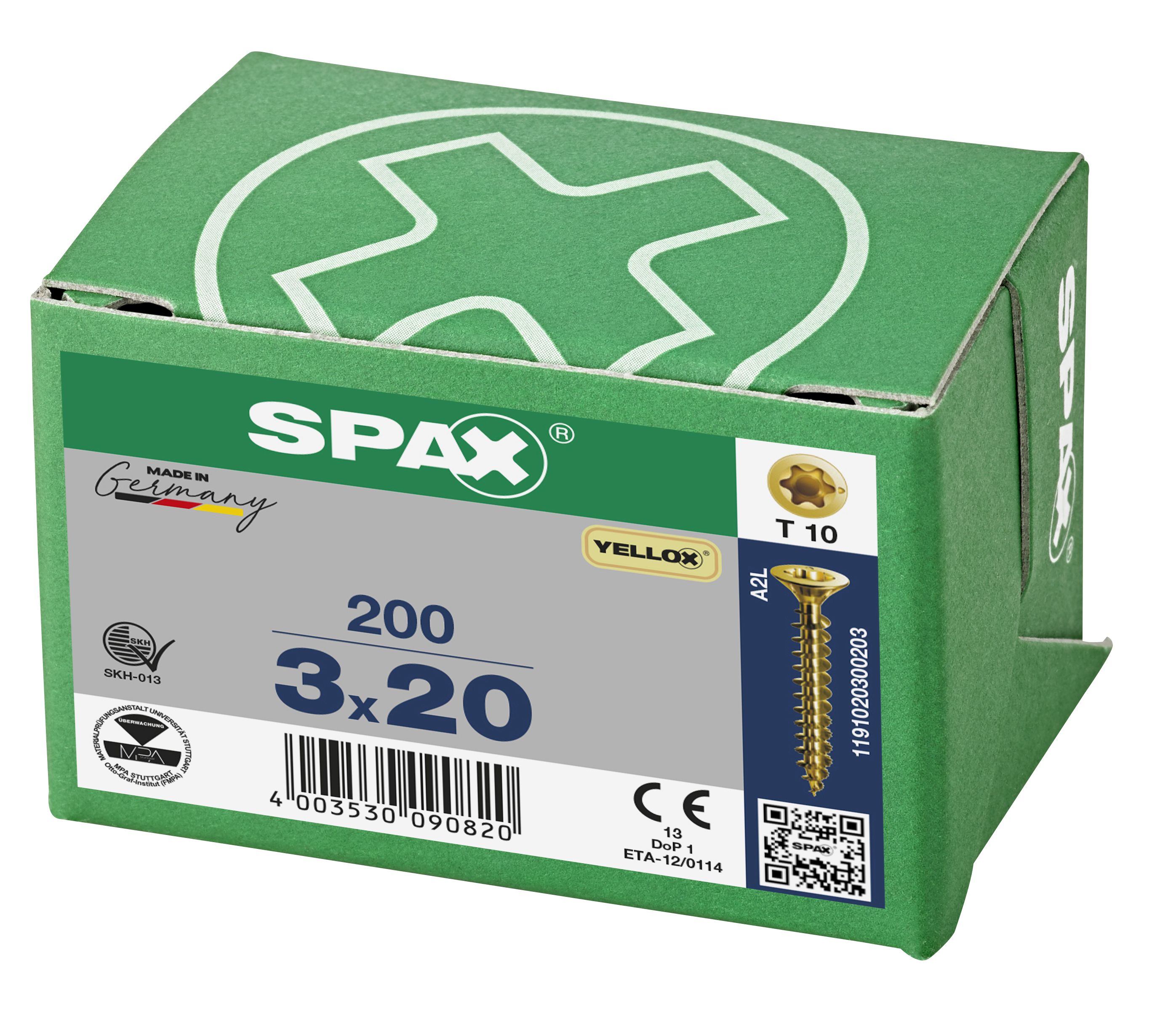 CABEZA PLANA SPAX-S NERVIOS DE FRENADO T-STAR PLUS T10 ROSCA COMPLETA YELLOX 200 UD.