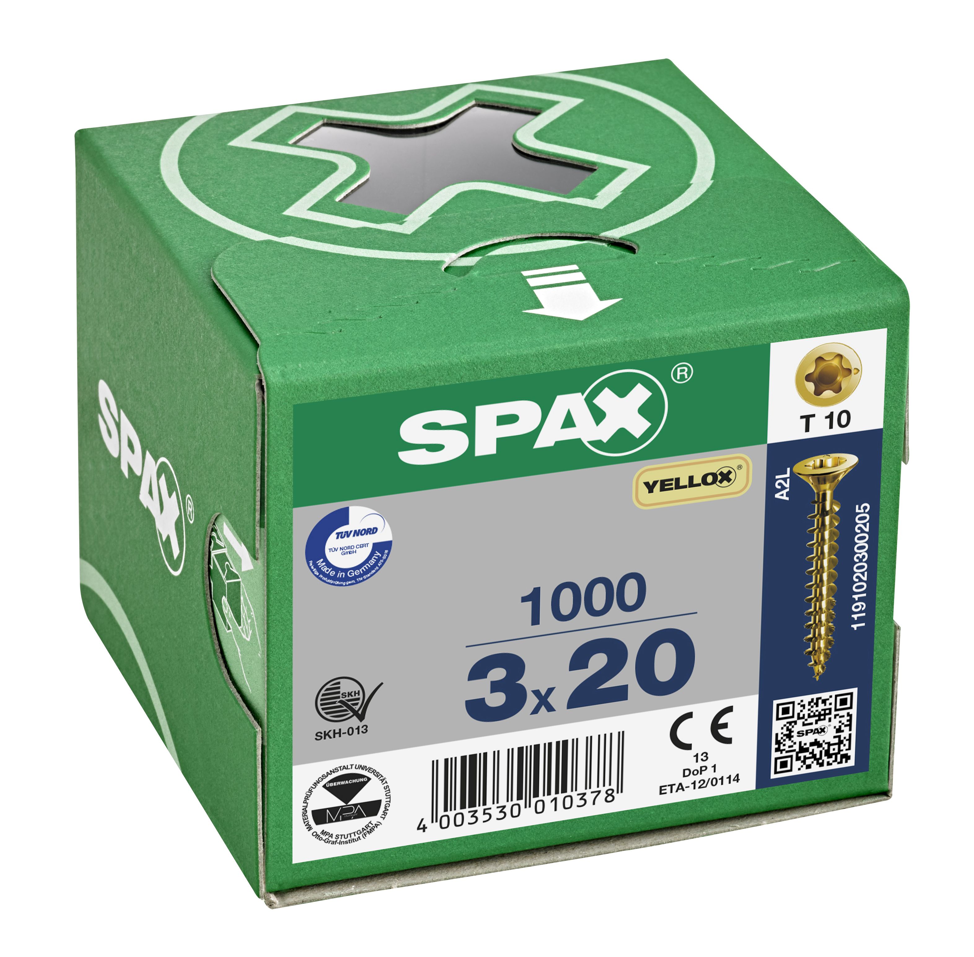 CABEZA PLANA SPAX-S NERVIOS DE FRENADO T-STAR PLUS T10 ROSCA COMPLETA YELLOX 1000 UD.