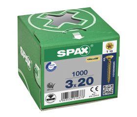 CABEZA PLANA SPAX-S NERVIOS DE FRENADO T-STAR PLUS T10 ROSCA COMPLETA YELLOX 1000 UD.