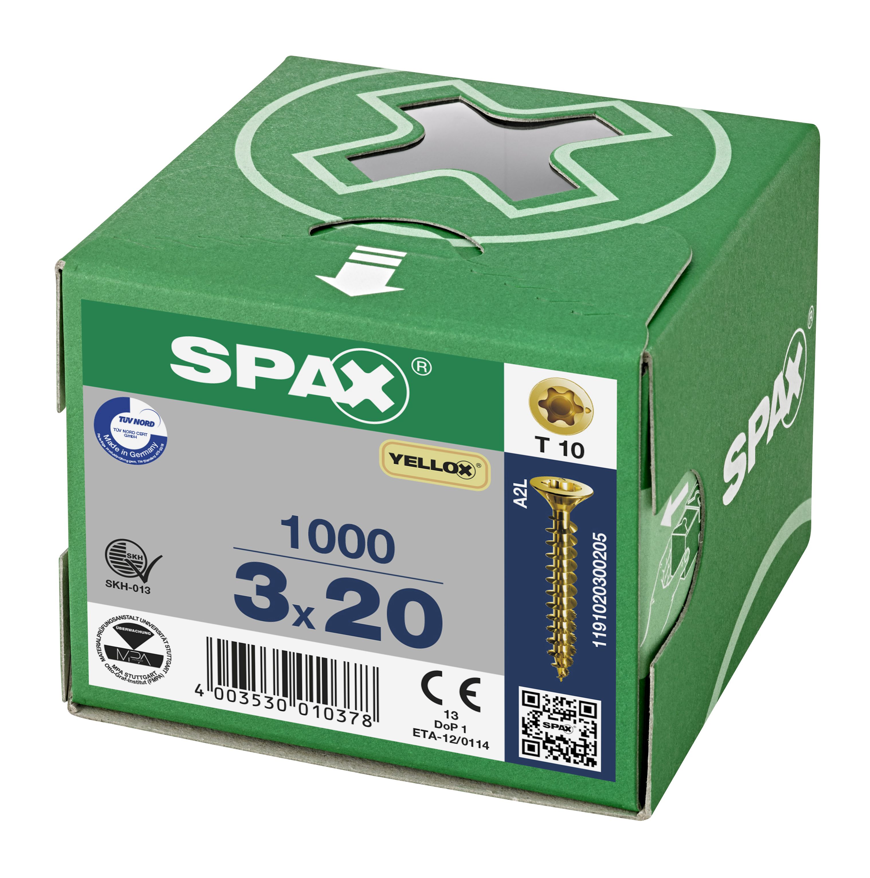 CABEZA PLANA SPAX-S NERVIOS DE FRENADO T-STAR PLUS T10 ROSCA COMPLETA YELLOX 1000 UD.