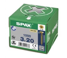 CABEZA PLANA SPAX-S NERVIOS DE FRENADO T-STAR PLUS T10 ROSCA COMPLETA YELLOX 1000 UD.