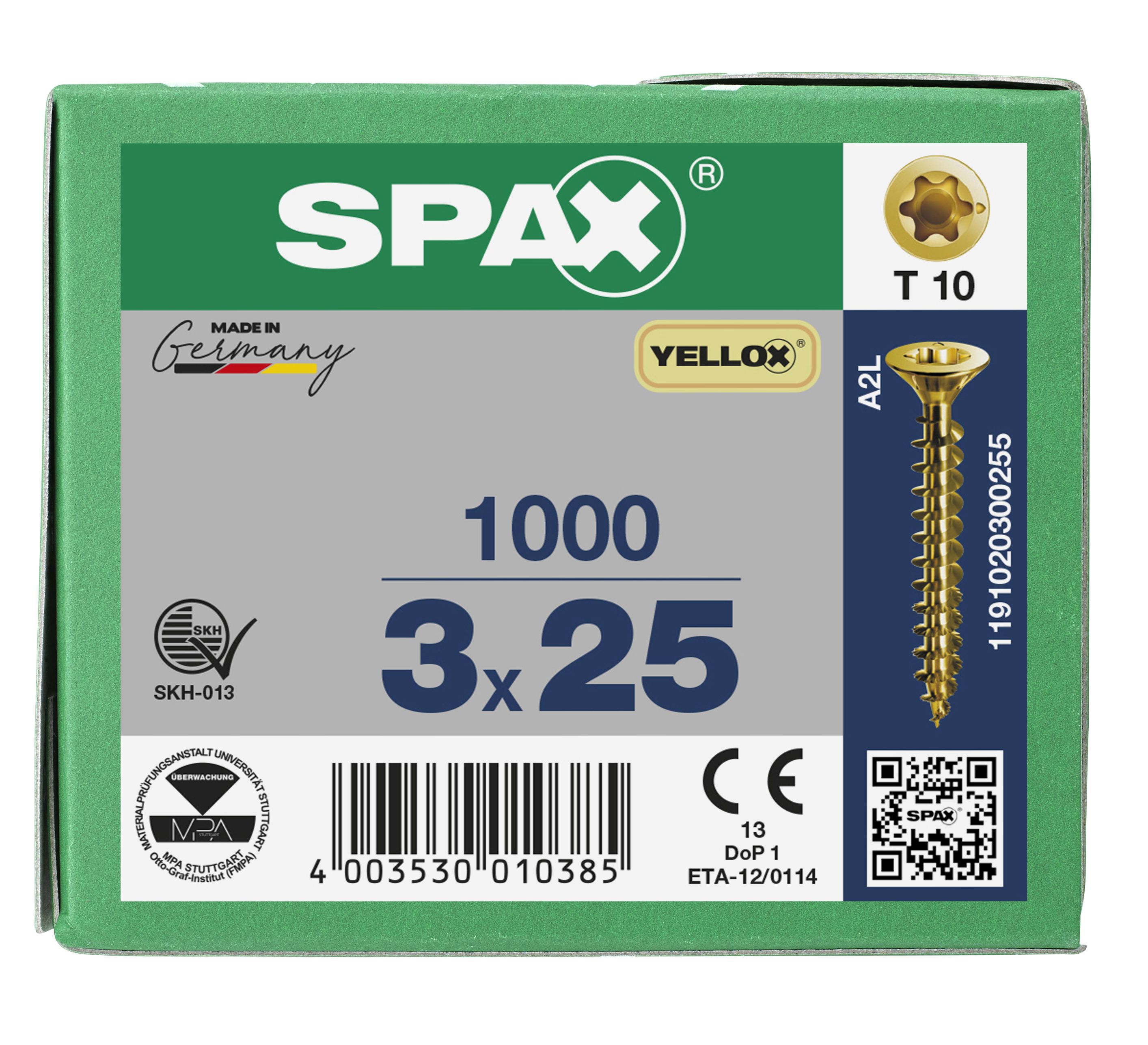 CABEZA PLANA SPAX-S NERVIOS DE FRENADO T-STAR PLUS T10 ROSCA COMPLETA YELLOX 1000 UD.