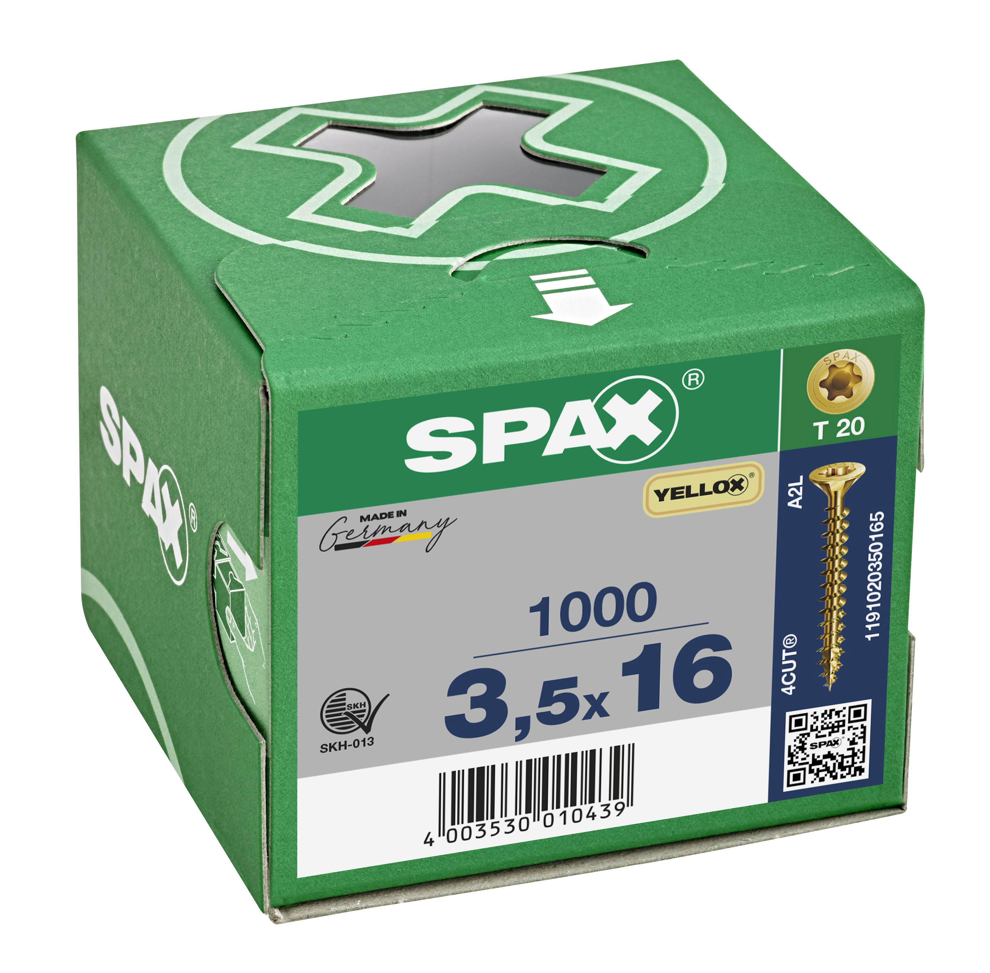CABEZA MÚLTIPLE PLANA SPAX T-STAR PLUS T20 ROSCA COMPLETA YELLOX 1000 UD.