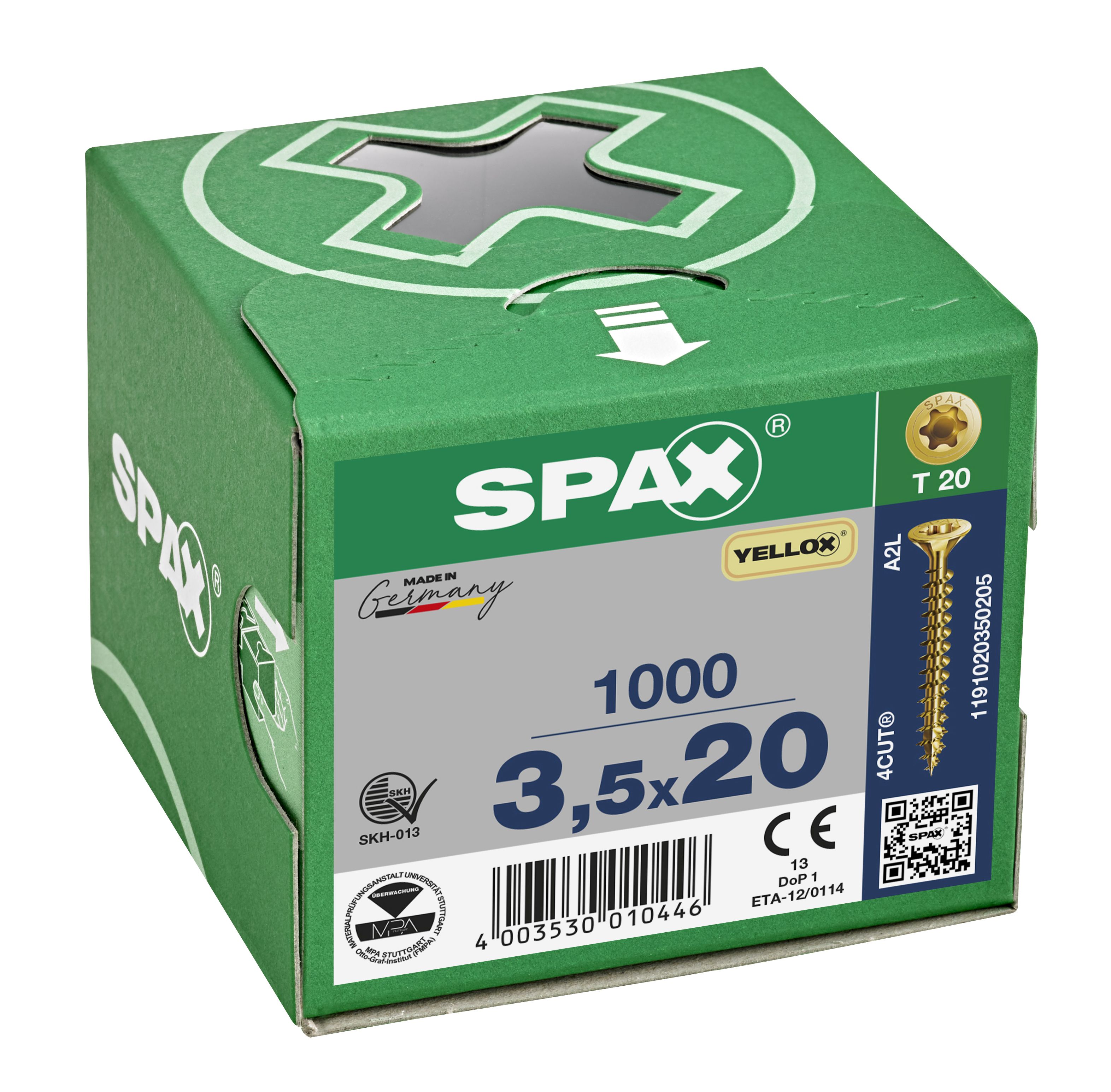 CABEZA MÚLTIPLE PLANA SPAX T-STAR PLUS T20 ROSCA COMPLETA YELLOX 1000 UD.