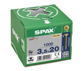 CABEZA MÚLTIPLE PLANA SPAX T-STAR PLUS T20 ROSCA COMPLETA YELLOX 1000 UD.