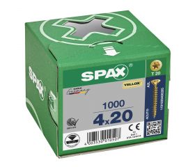 CABEZA MÚLTIPLE PLANA SPAX T-STAR PLUS T20 ROSCA COMPLETA YELLOX 1000 UD.