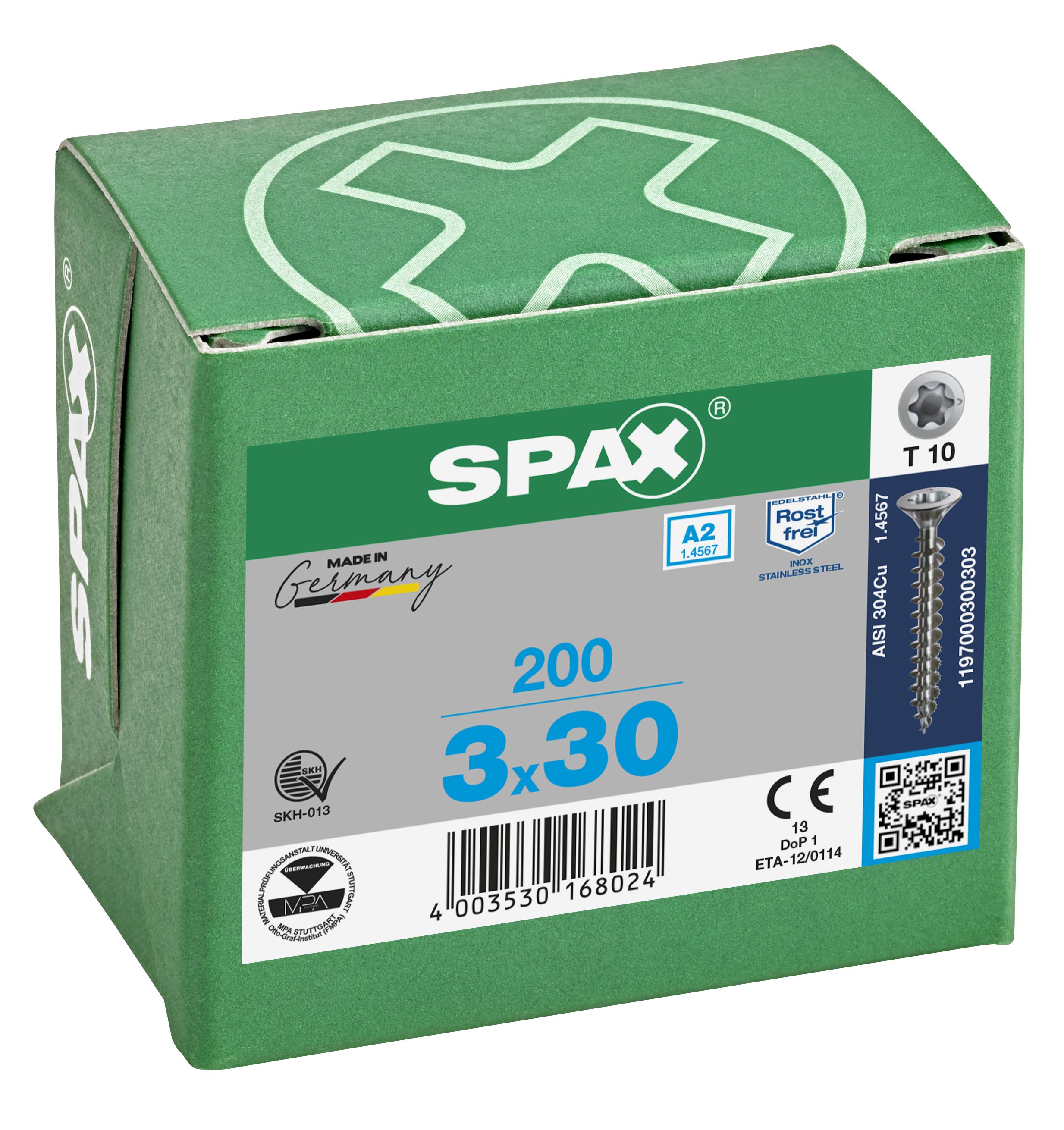 CABEZA PLANA SPAX-S A2 NERVIOS DE FRENADO T-STAR PLUS T10 ROSCA COMPLETA 200 UD.