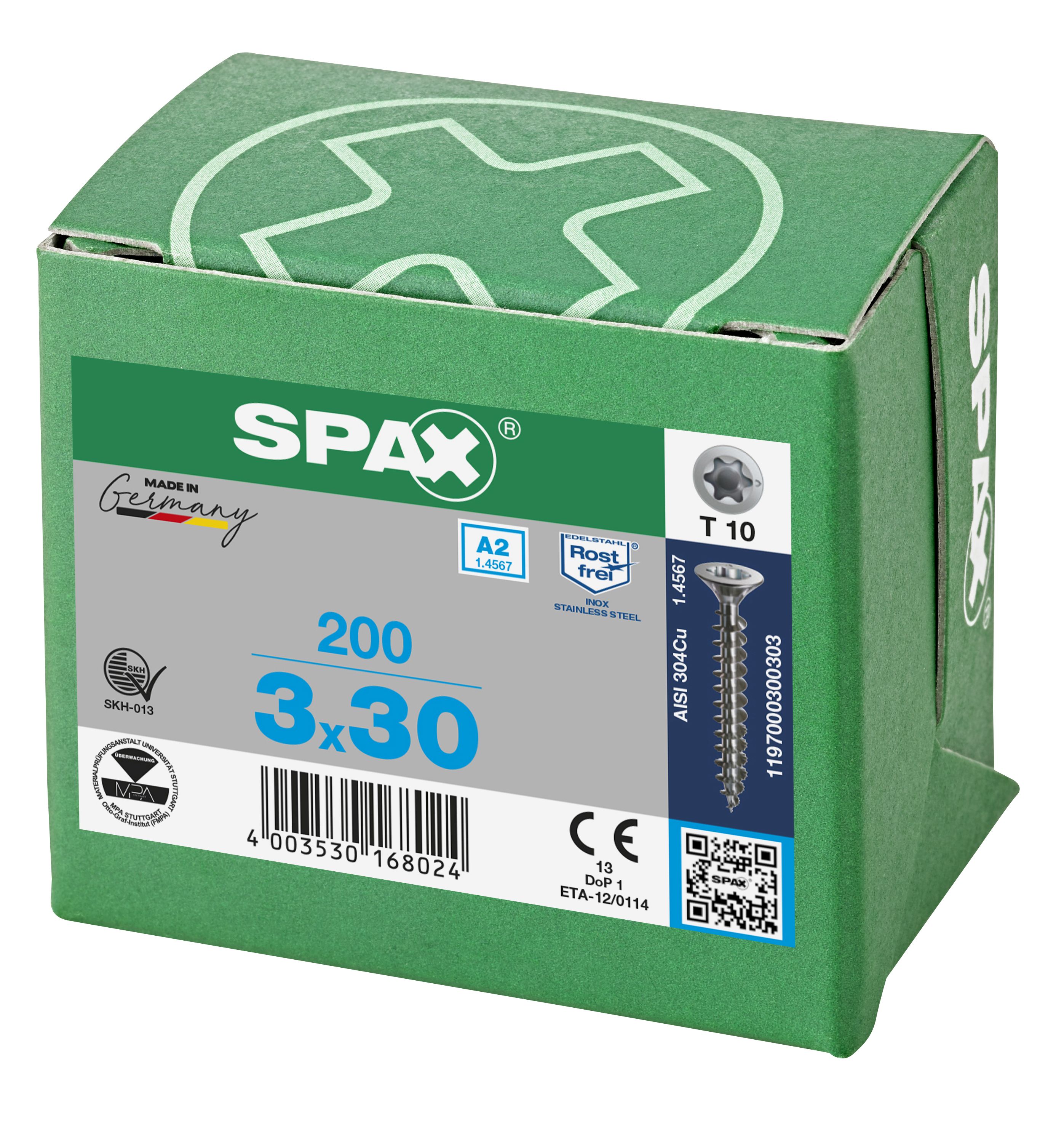 CABEZA PLANA SPAX-S A2 NERVIOS DE FRENADO T-STAR PLUS T10 ROSCA COMPLETA 200 UD.