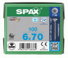 CABEZA MÚLTIPLE PLANA SPAX A2 T-STAR PLUS T30 ROSCA COMPLETA 100 UD.