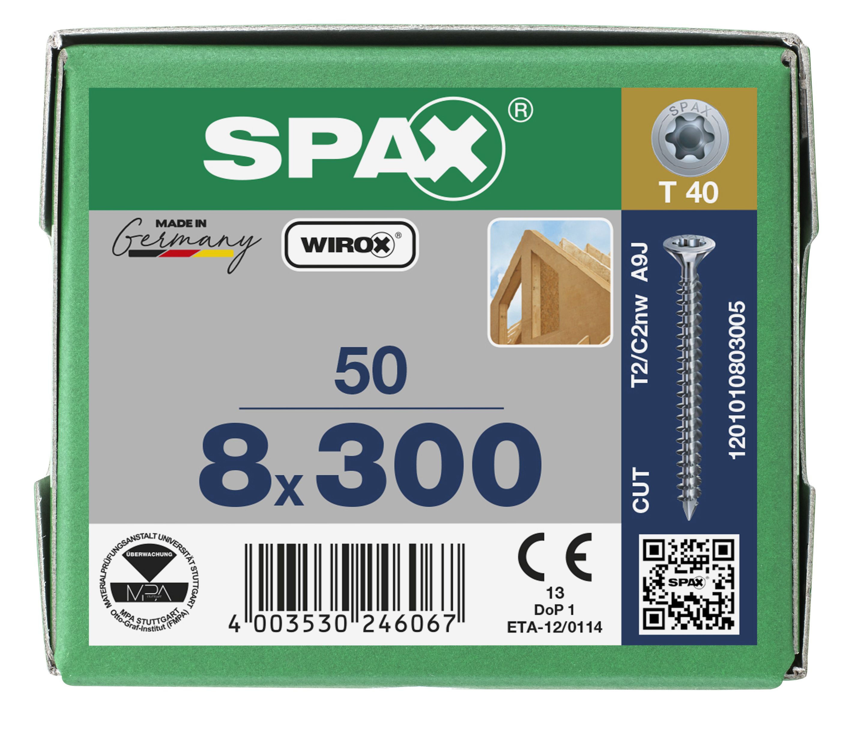 CABEZA MÚLTIPLE PLANA SPAX-S T-STAR PLUS T40 ROSCA COMPLETA CUT WIROX 50 UD.