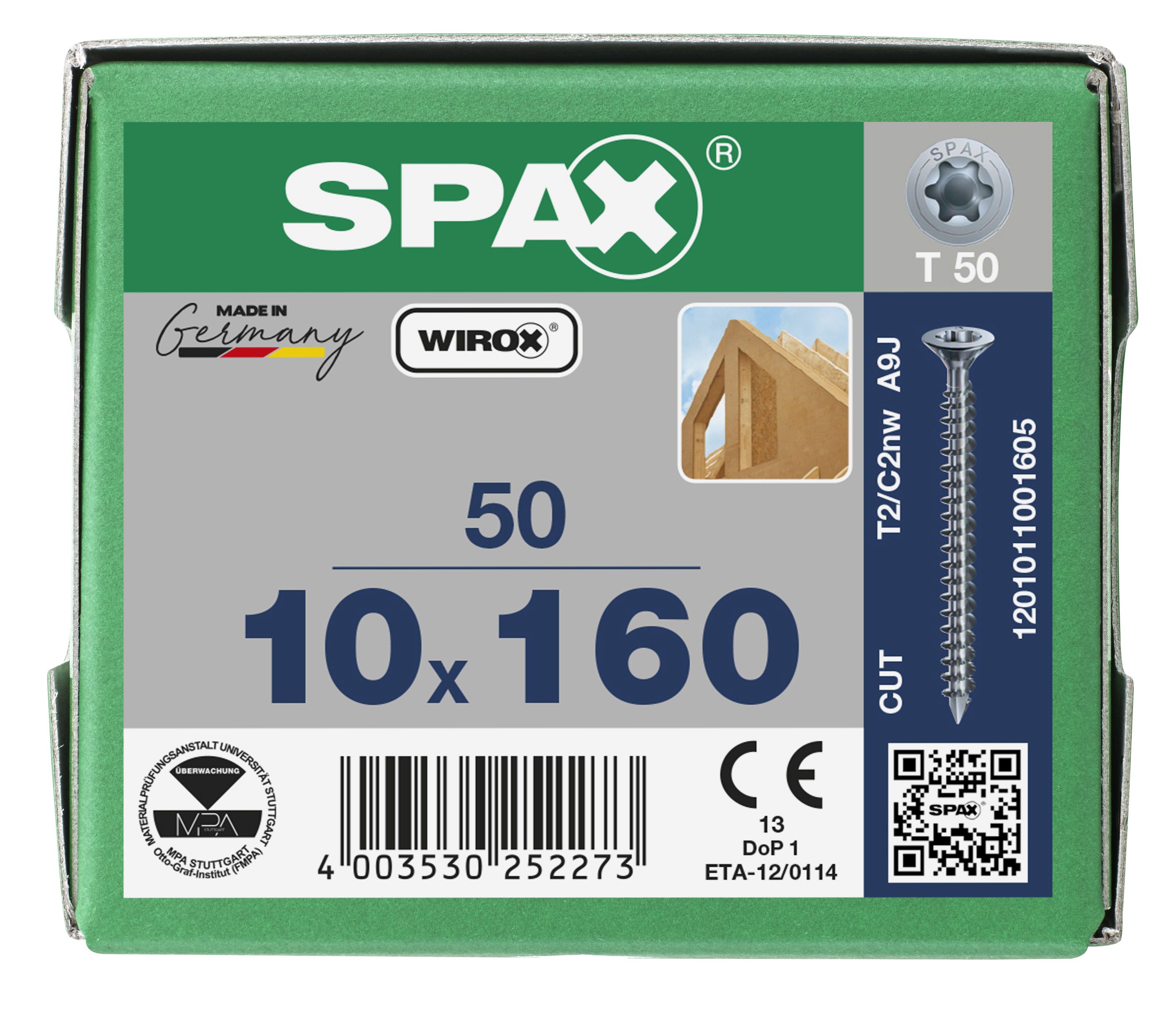 CABEZA MÚLTIPLE PLANA SPAX-S T-STAR PLUS T 50 ROSCA COMPLETA PUNTA CUT WIROX 50 UD.