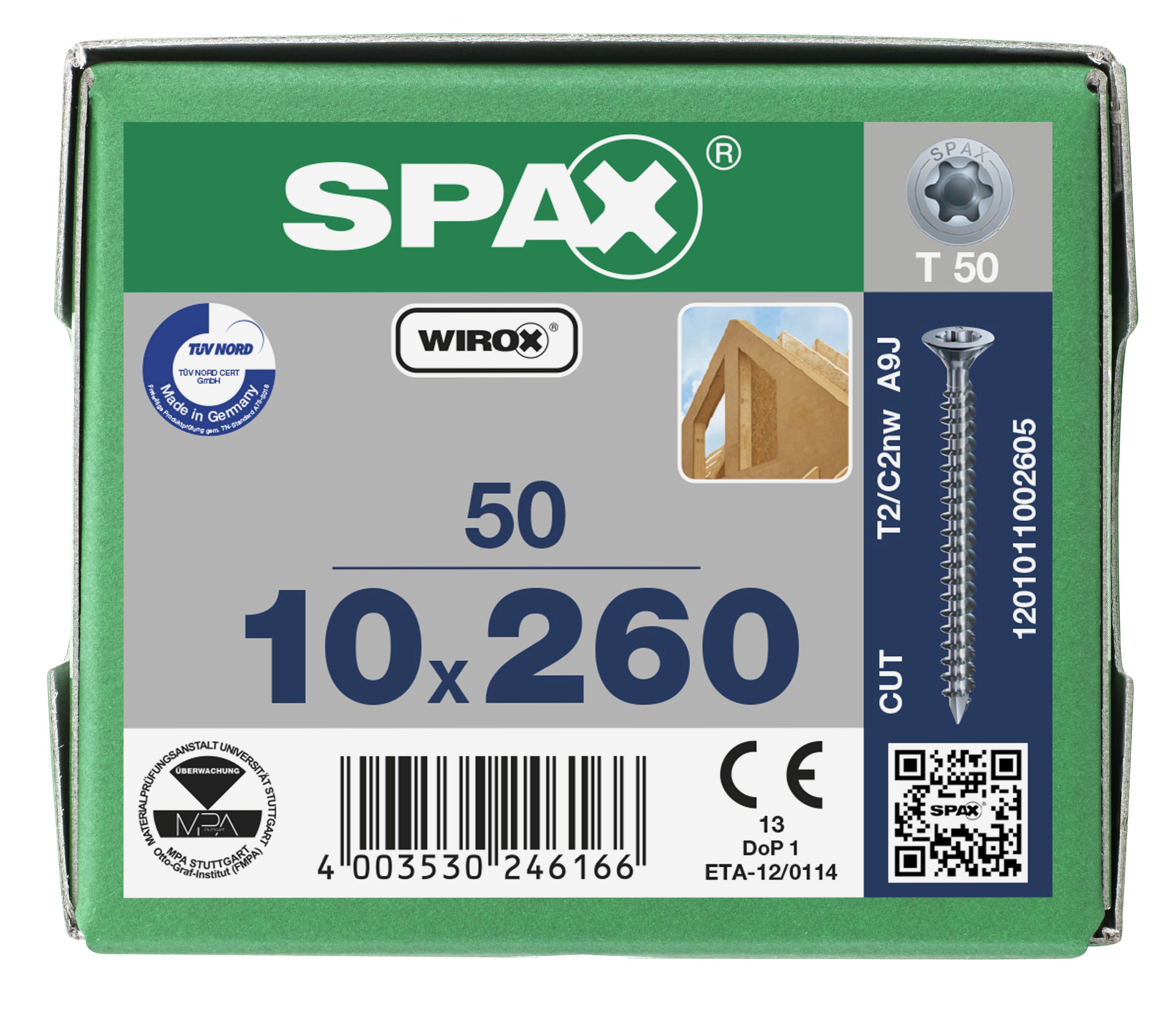 CABEZA MÚLTIPLE PLANA SPAX-S T-STAR PLUS T50 ROSCA COMPLETA CUT WIROX 50 UD.