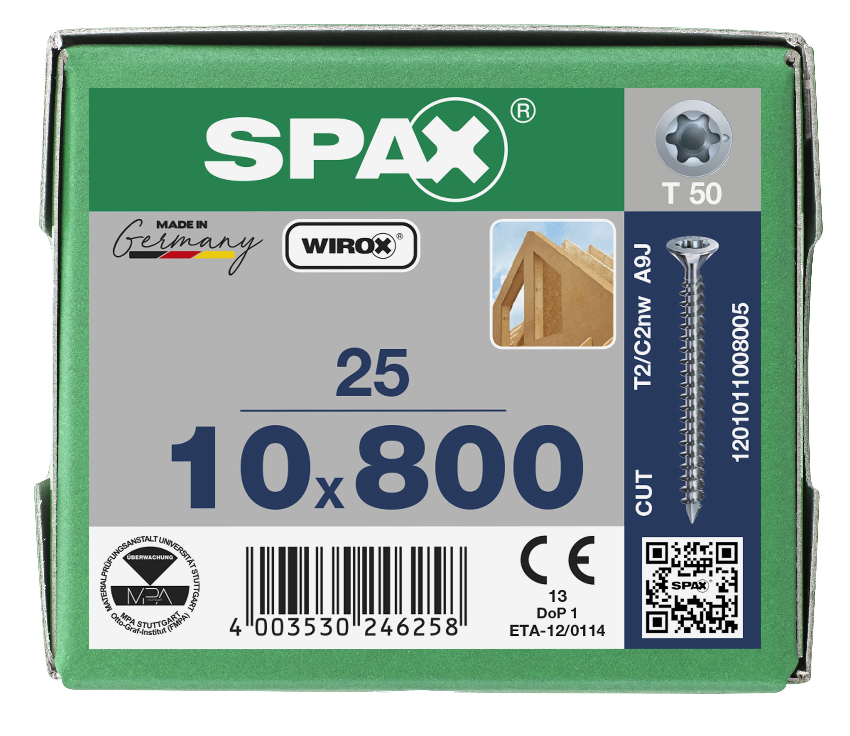 CABEZA MÚLTIPLE PLANA SPAX-S T-STAR PLUS T50 ROSCA COMPLETA CUT WIROX 25 UD.