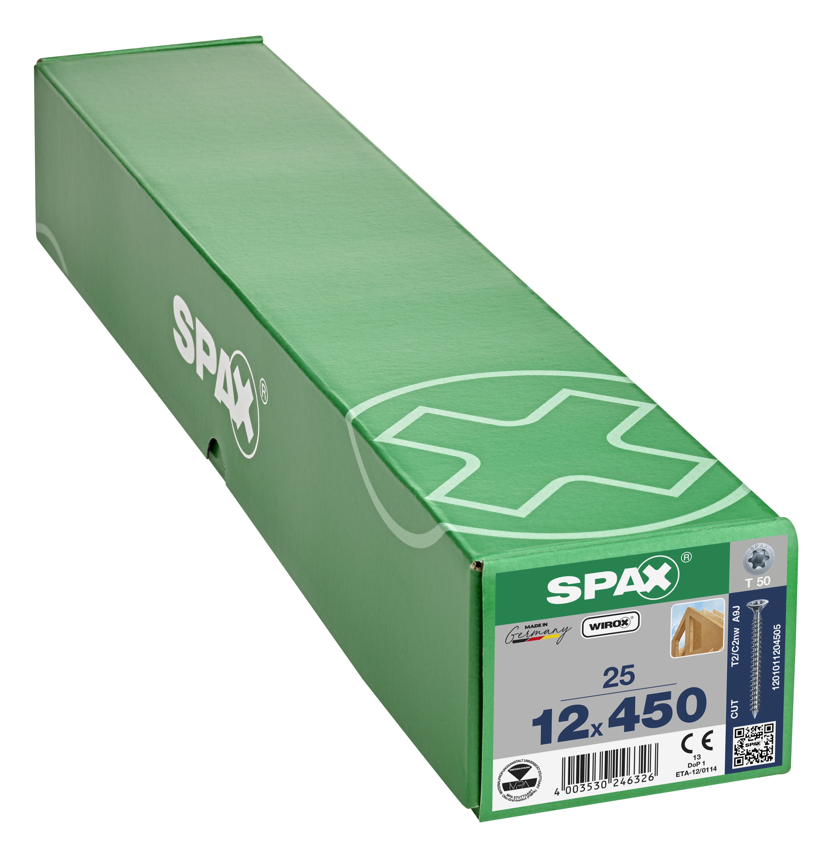 CABEZA PLANA SPAX-S NERVIOS FRESADORES T-STAR PLUS T50 ROSCA COMPLETA CUT WIROX 25 UD.